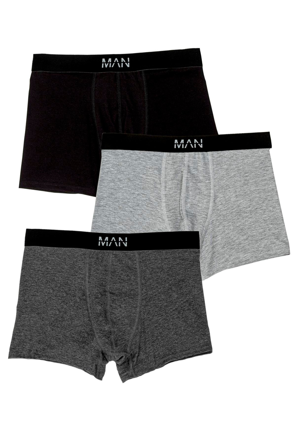 3'lü Gri Siyah Erkek Boxer  For You Man 3'lü Gri Siyah Erkek Boxer 