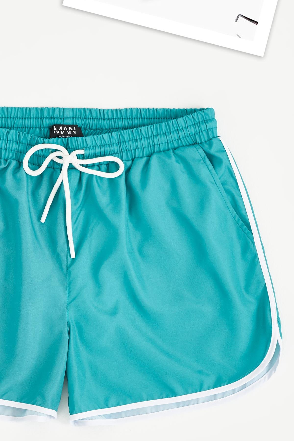 For  You Man Baskılı Biye Detaylı Yeşil Erkek Deniz Şortu  For You Man Baskılı Biye Detaylı Yeşil Erkek Deniz Şortu 