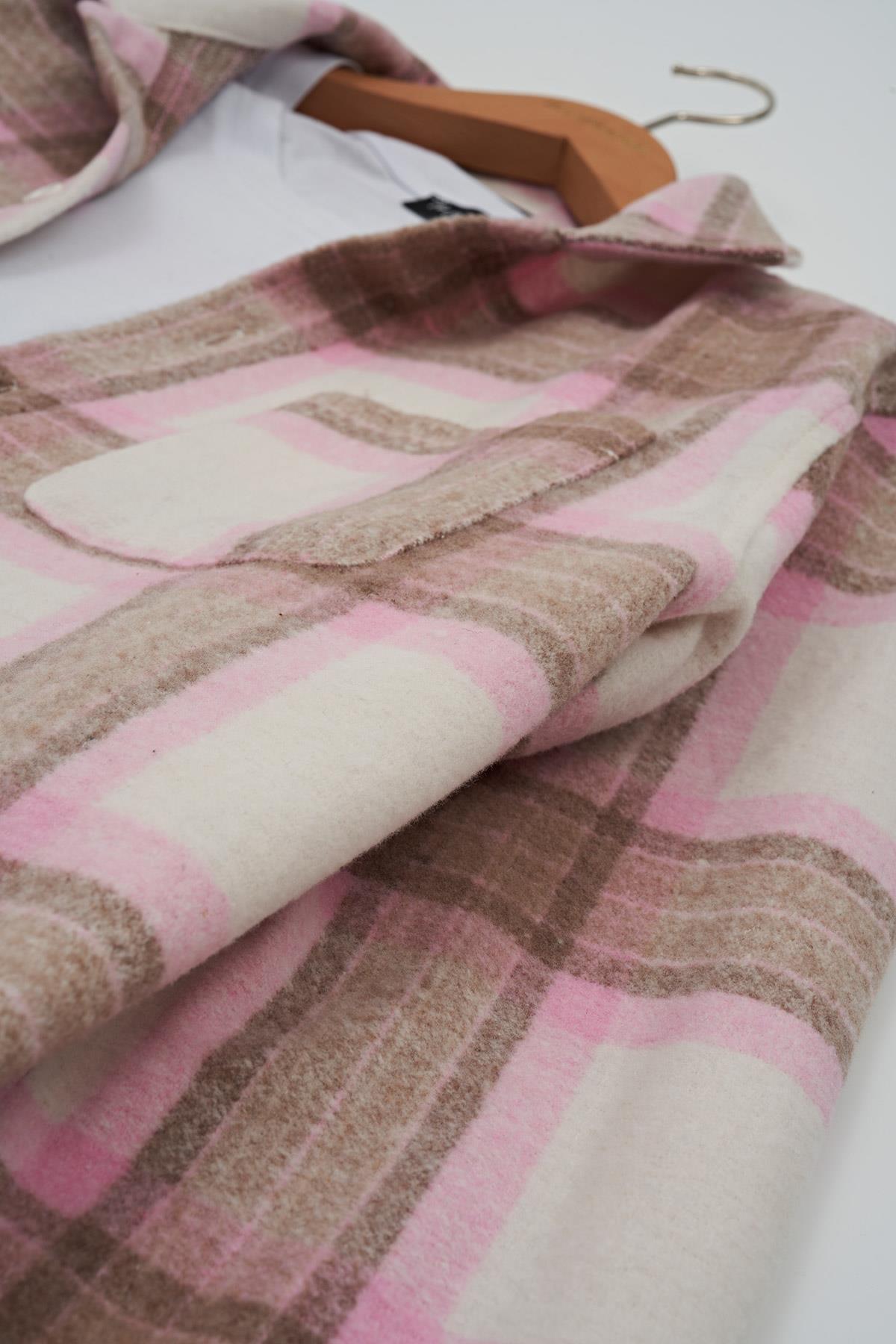 For You Man Flanel Boxy Pembe Çizgili Gömlek  For You Man Flanel Regular Pembe Çizgili Gömlek 