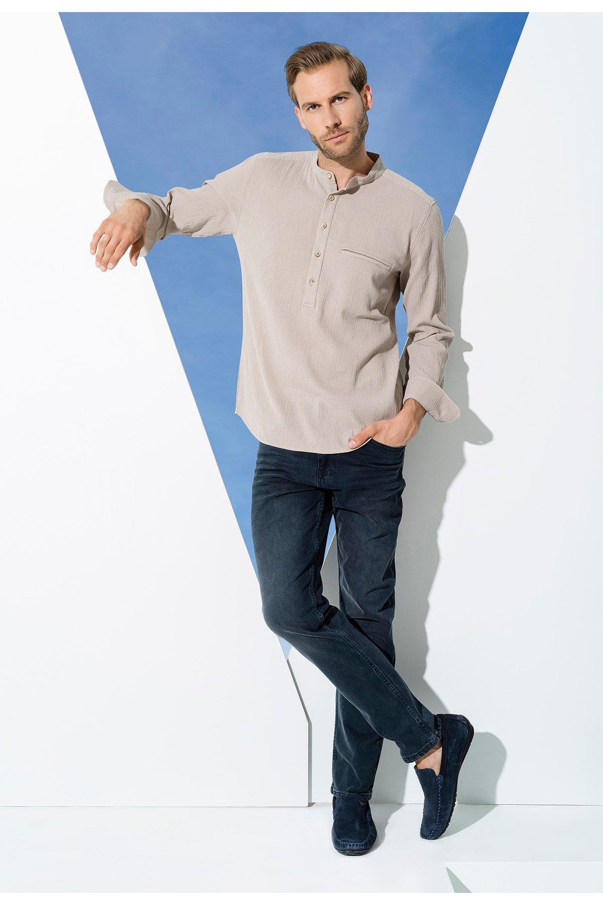 For You Man/For You Moda For You Man For You Man Organik Cepli Hakim Yaka Uzun Kol Taş Gömlek 