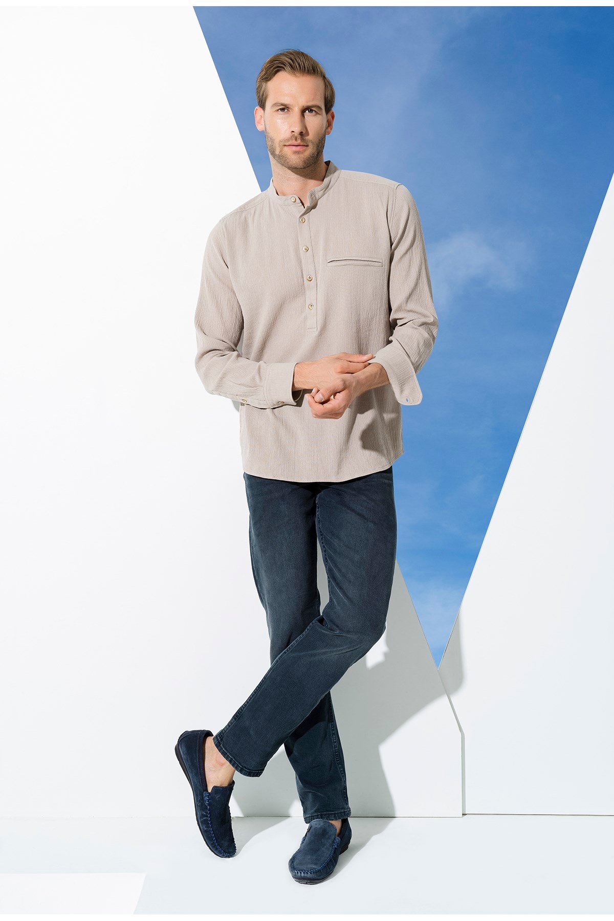 For You Man/For You Moda For You Man For You Man Organik Cepli Hakim Yaka Uzun Kol Taş Gömlek 