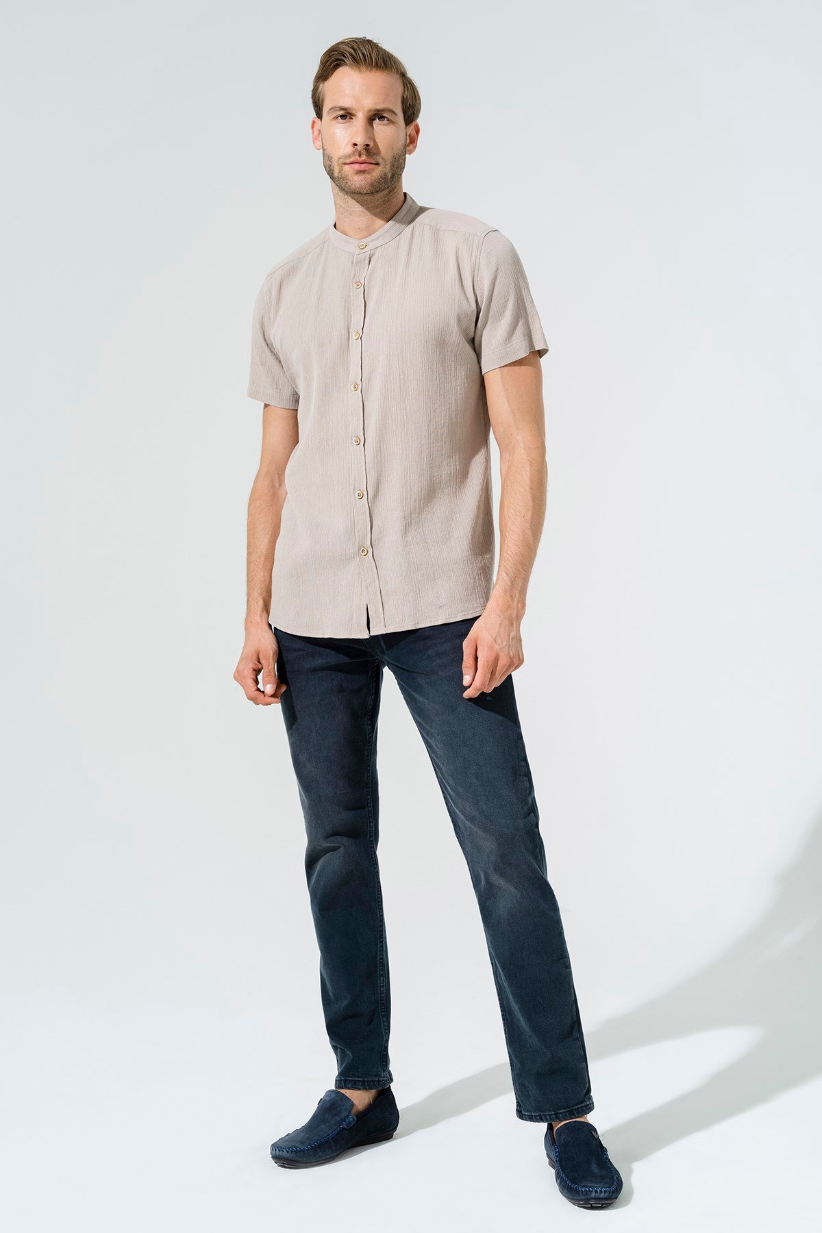 For You Man/For You Moda For You Man For You Man Organik Hakim Yaka Tam Pat Kısakol Taş Gömlek