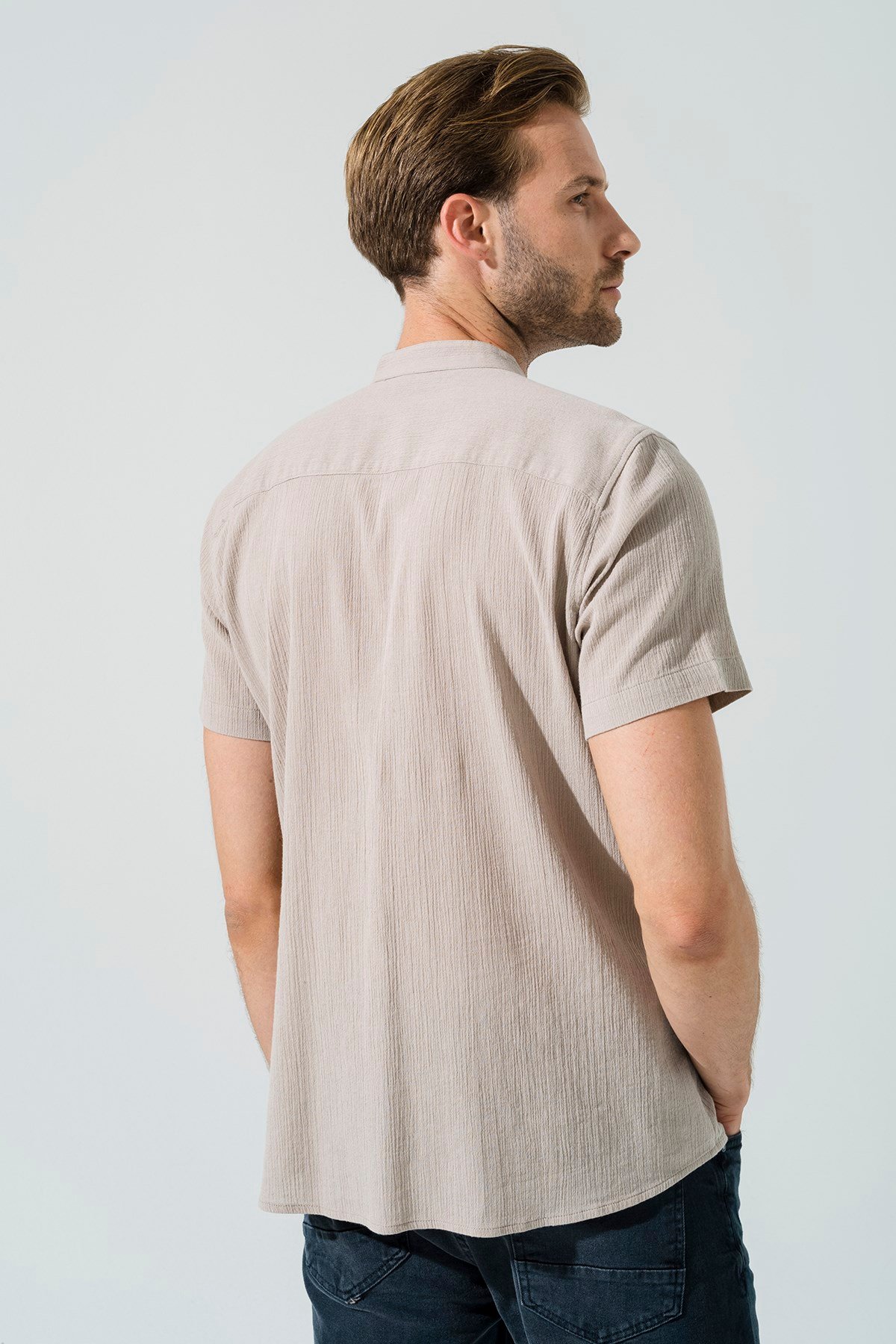 For You Man/For You Moda For You Man For You Man Organik Hakim Yaka Tam Pat Kısakol Taş Gömlek