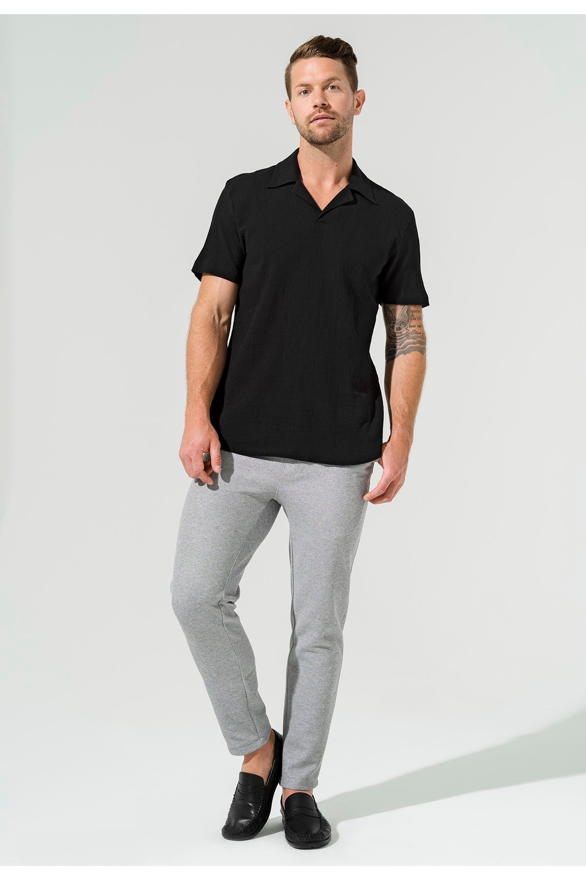 For You Man/For You Moda For You Man For You Man Organik Mini Pat Siyah Gömlek