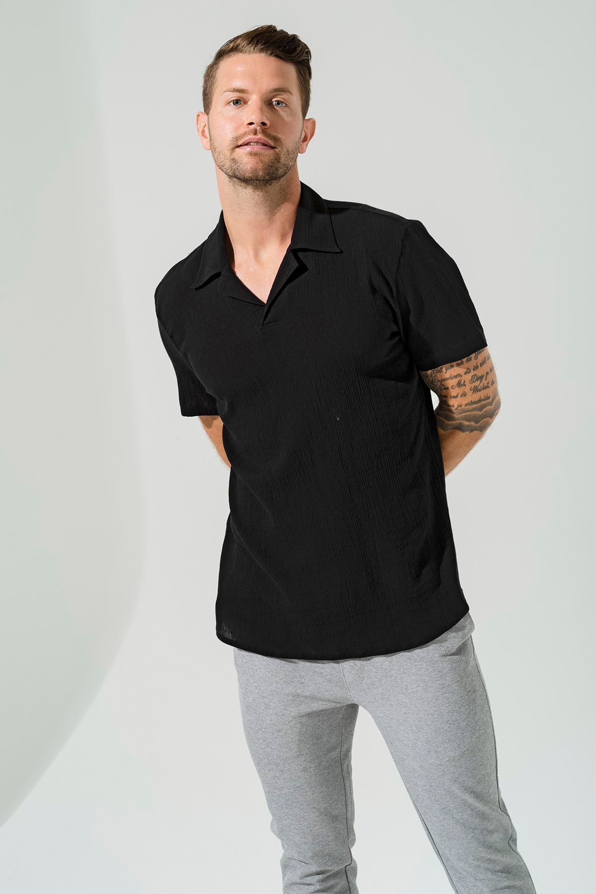 For You Man/For You Moda For You Man For You Man Organik Mini Pat Siyah Gömlek