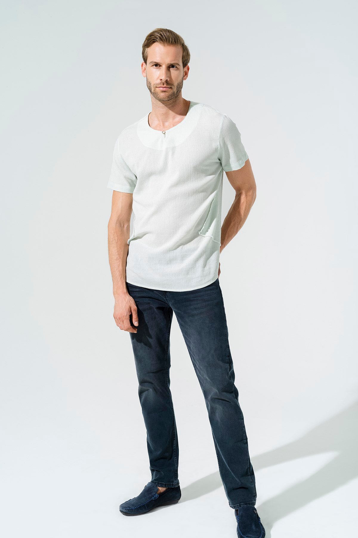 For You Man/For You Moda For You Man For You Man Organik Tek Düğme Kısakol Yeşil Gömlek