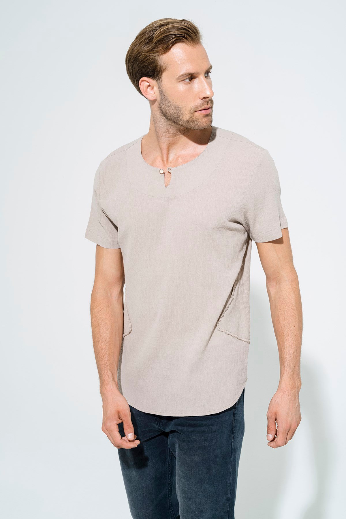 For You Man/For You Moda For You Man For You Man Organik Tek Düğme Kısakol Taş Gömlek