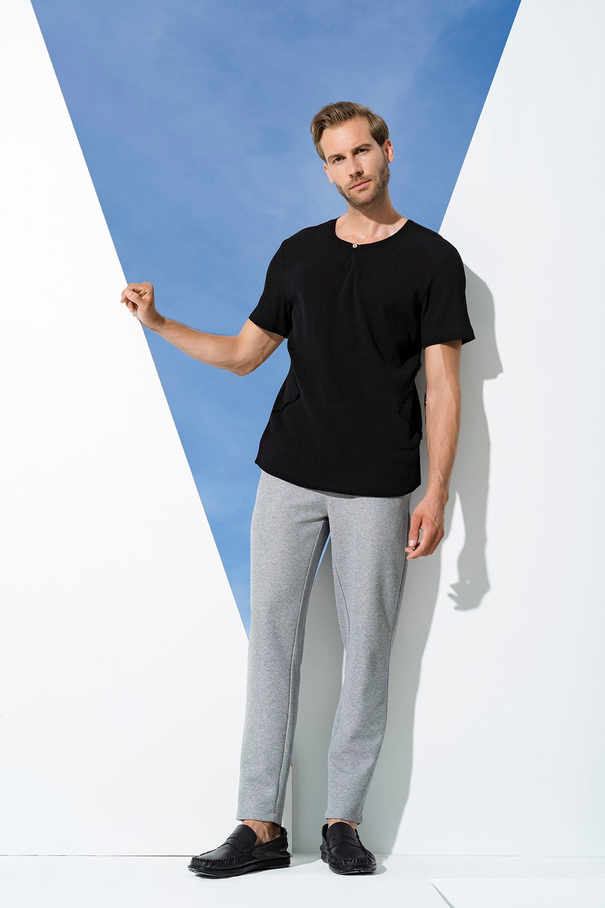 For You Man/For You Moda For You Man For You Man Organik Tek Düğme Kısakol Siyah Gömlek