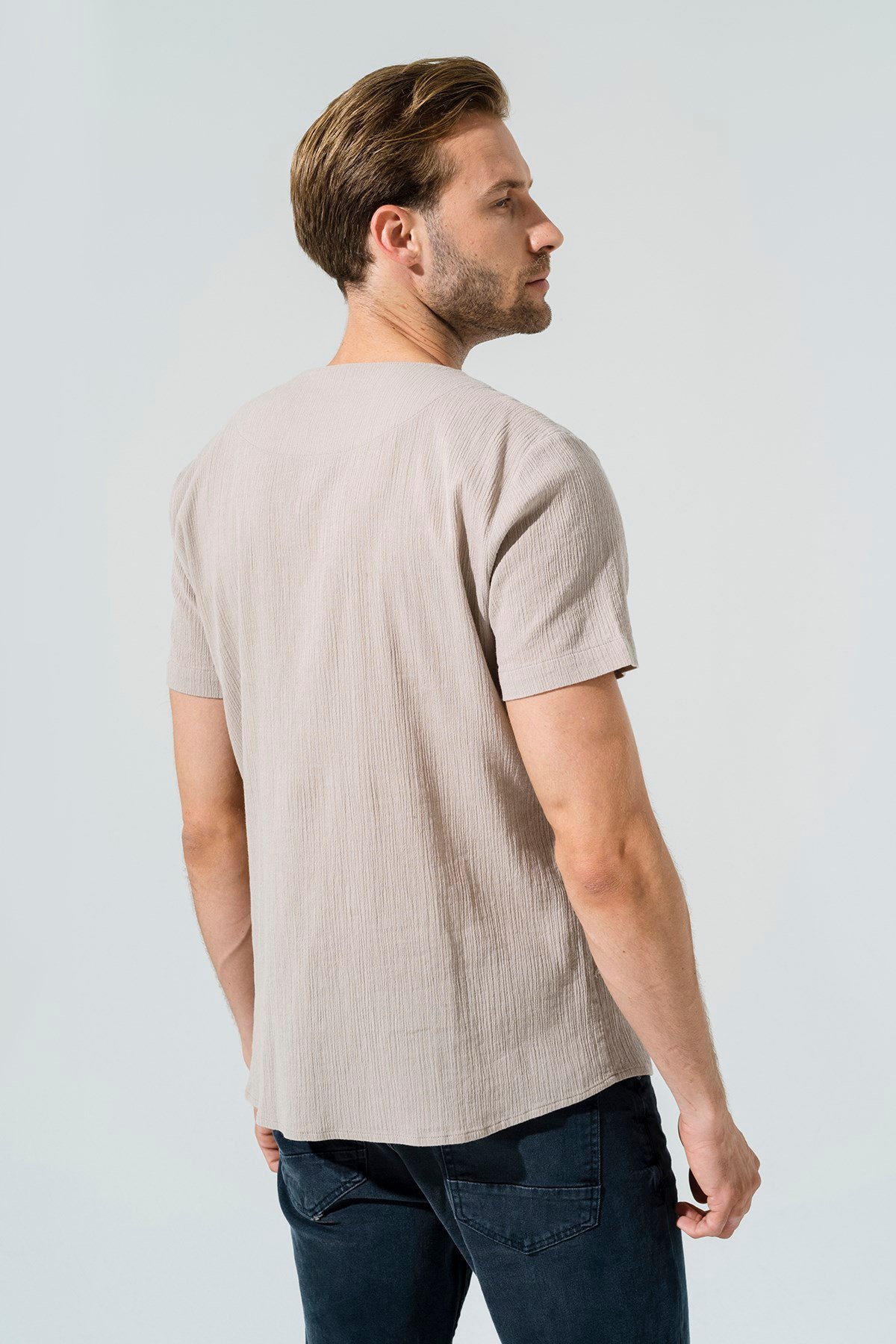 For You Man/For You Moda For You Man For You Man Organik Tek Düğme Kısakol Taş Gömlek