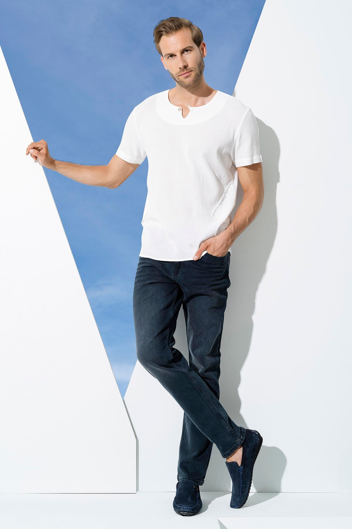 For You Man/For You Moda For You Man For You Man Organik Tek Düğme Kısakol Beyaz Gömlek