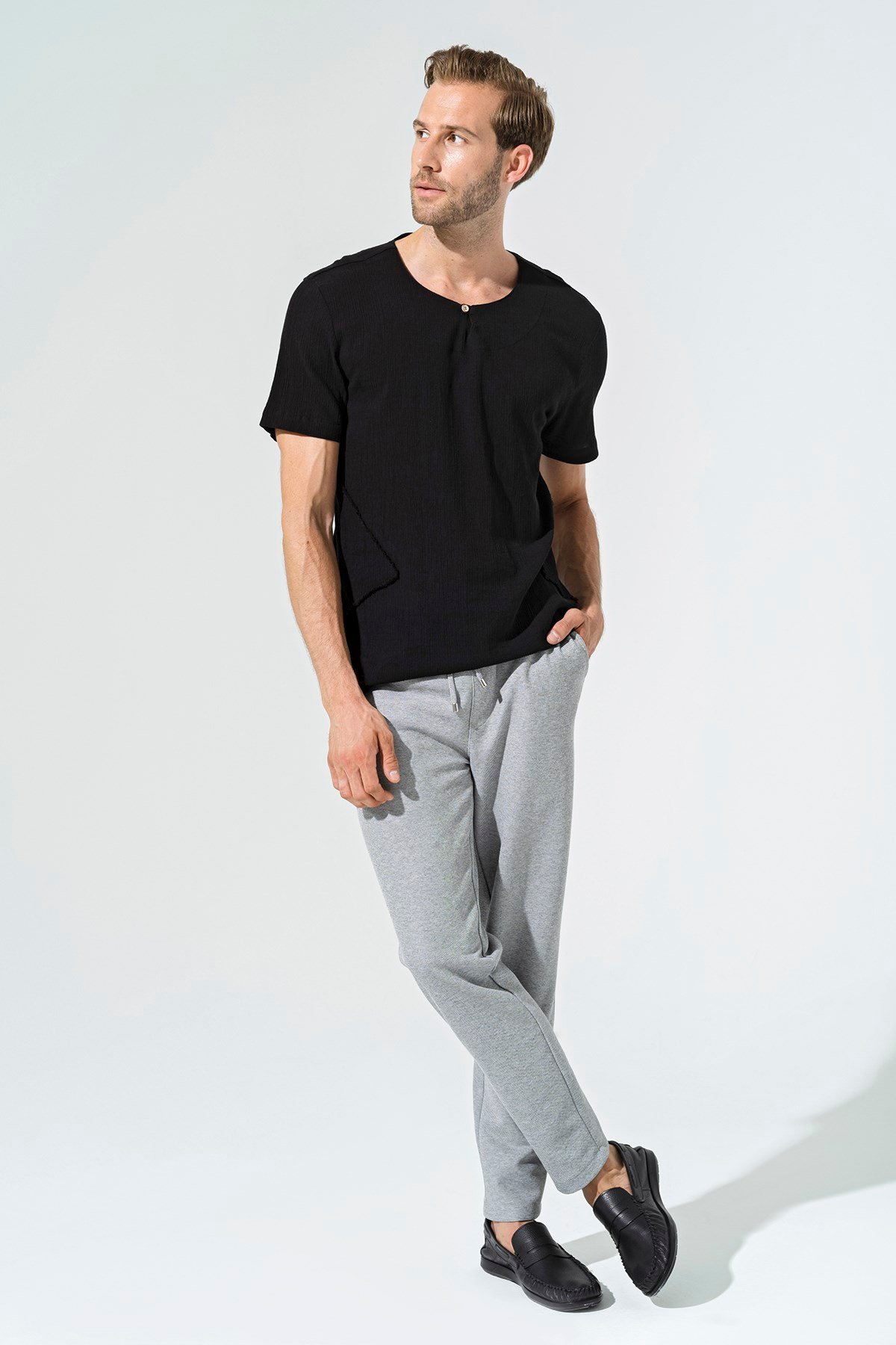 For You Man/For You Moda For You Man For You Man Organik Tek Düğme Kısakol Siyah Gömlek