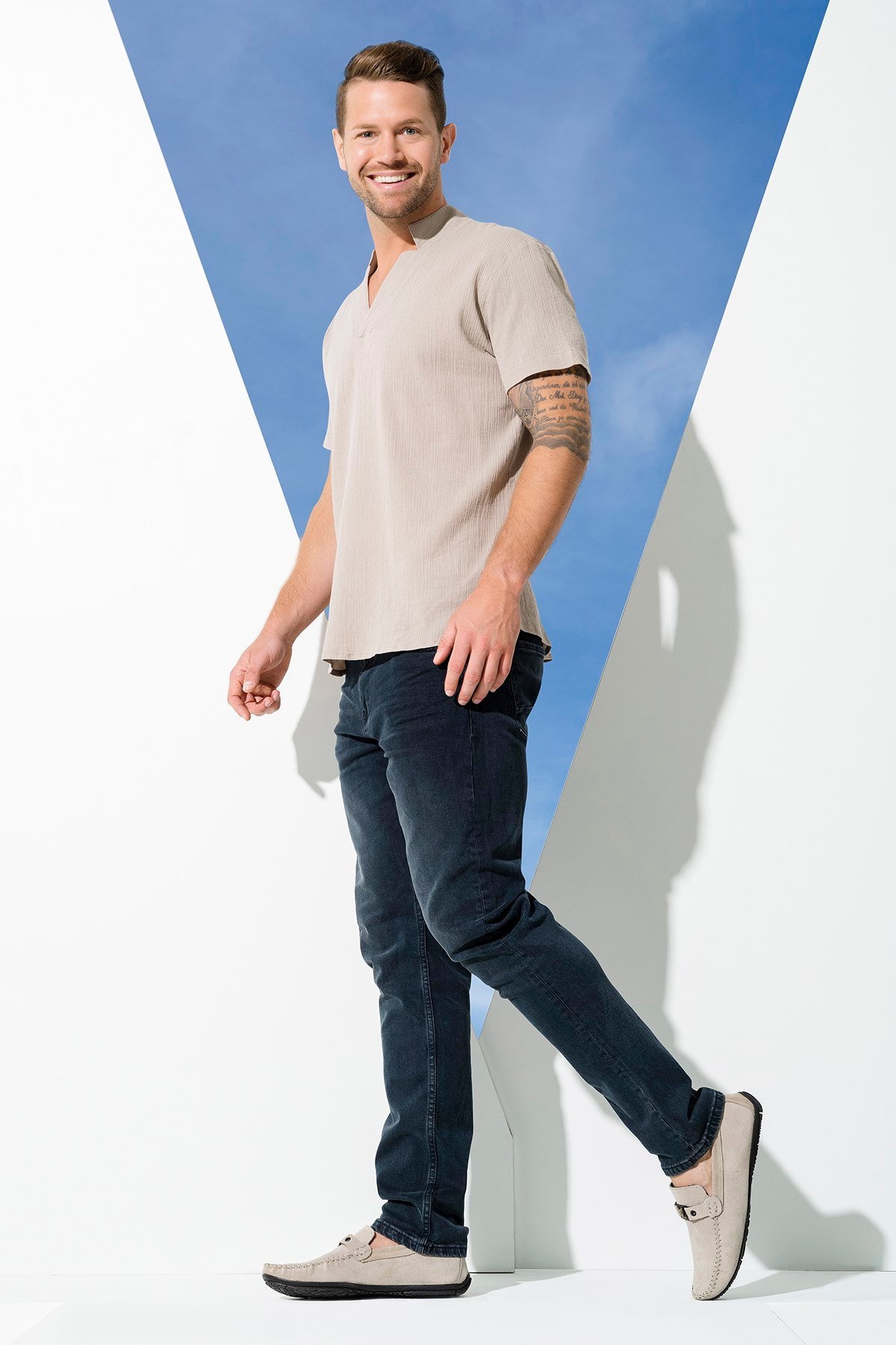 For You Man/For You Moda For You Man For You Man Organik Yıldız Yaka Taş Gömlek