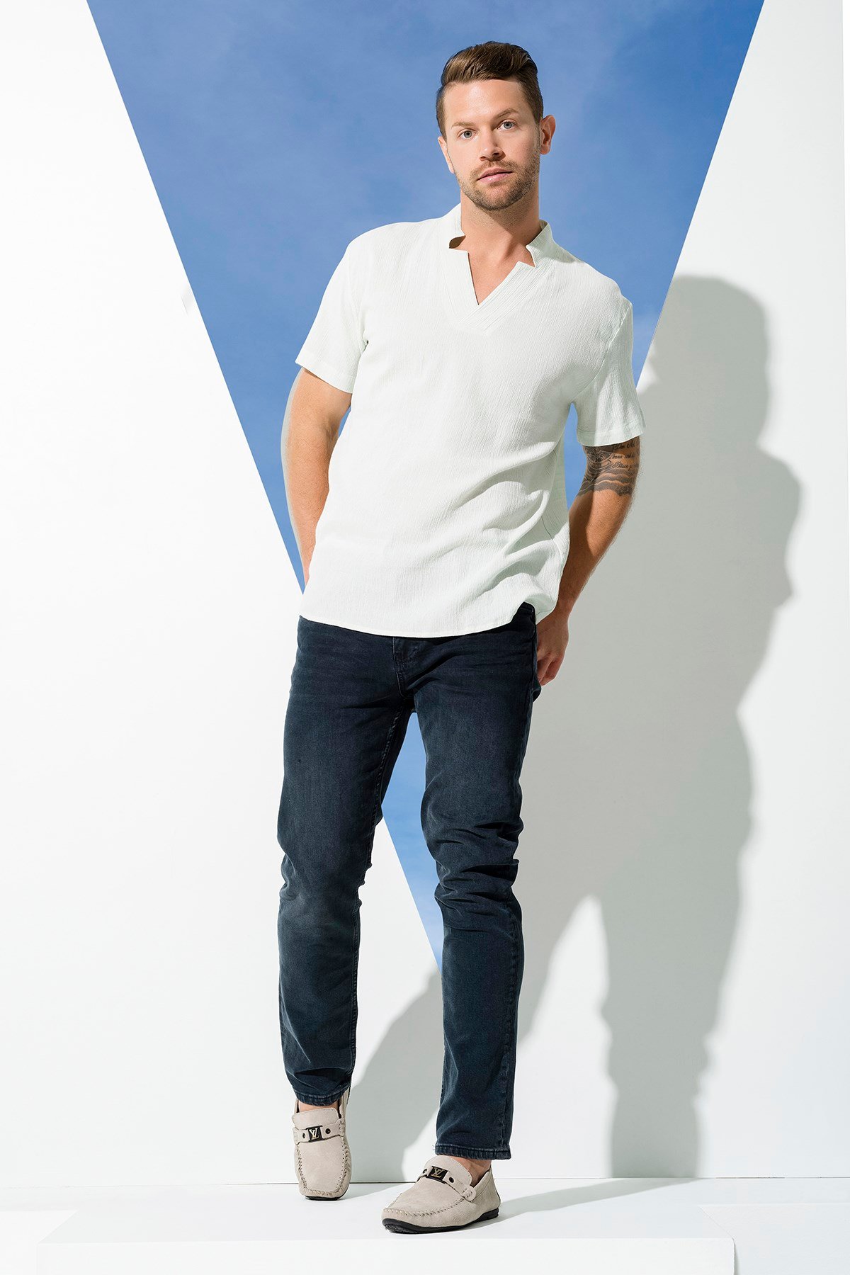 For You Man/For You Moda For You Man For You Man Organik Yıldız Yaka Yeşil Gömlek