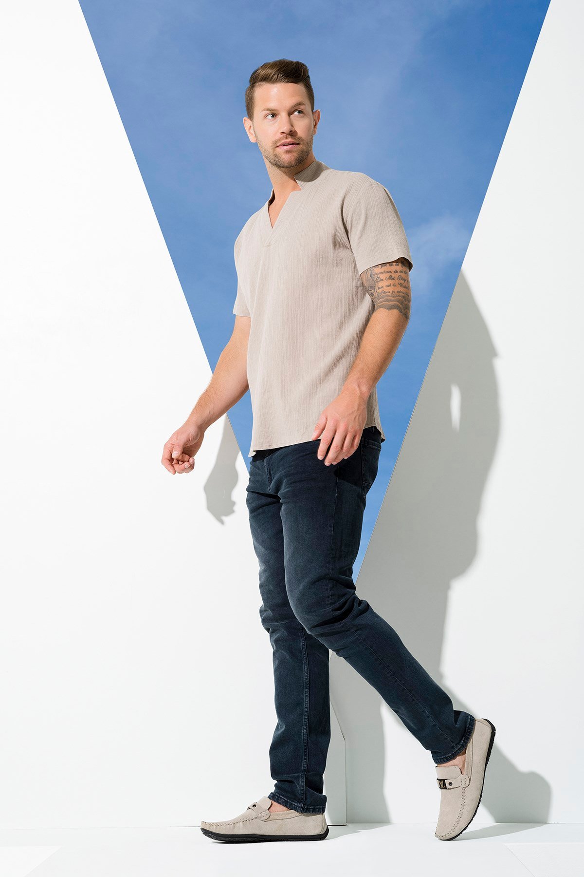 For You Man/For You Moda For You Man For You Man Organik Yıldız Yaka Taş Gömlek