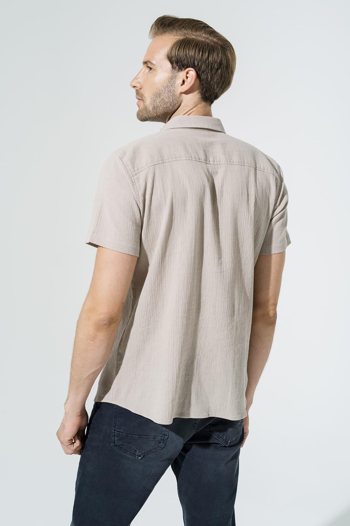 Organik 3 Düğmeli Kısakol Taş Gömlek For You Man Organik 3 Düğmeli Kısakol Taş Gömlek