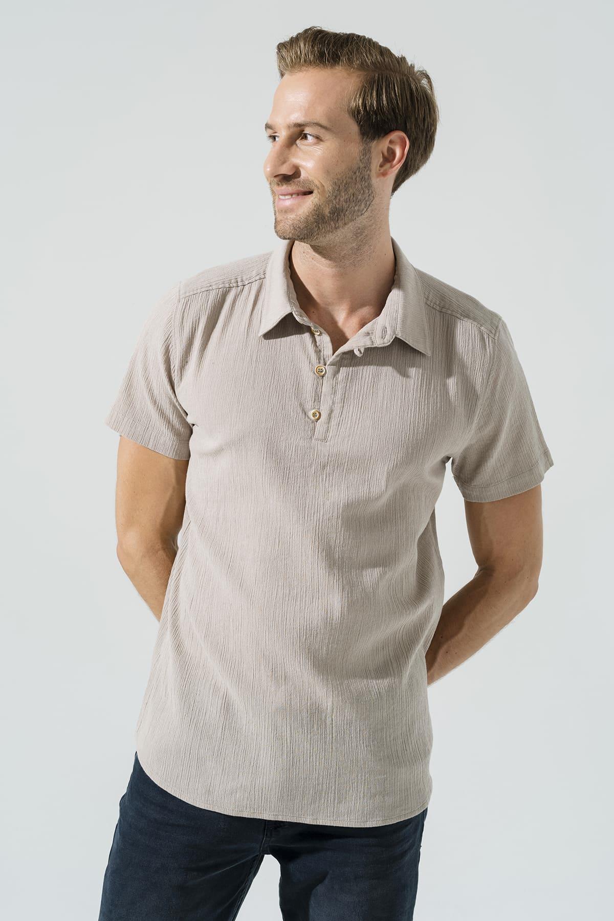 Organik 3 Düğmeli Kısakol Taş Gömlek For You Man Organik 3 Düğmeli Kısakol Taş Gömlek