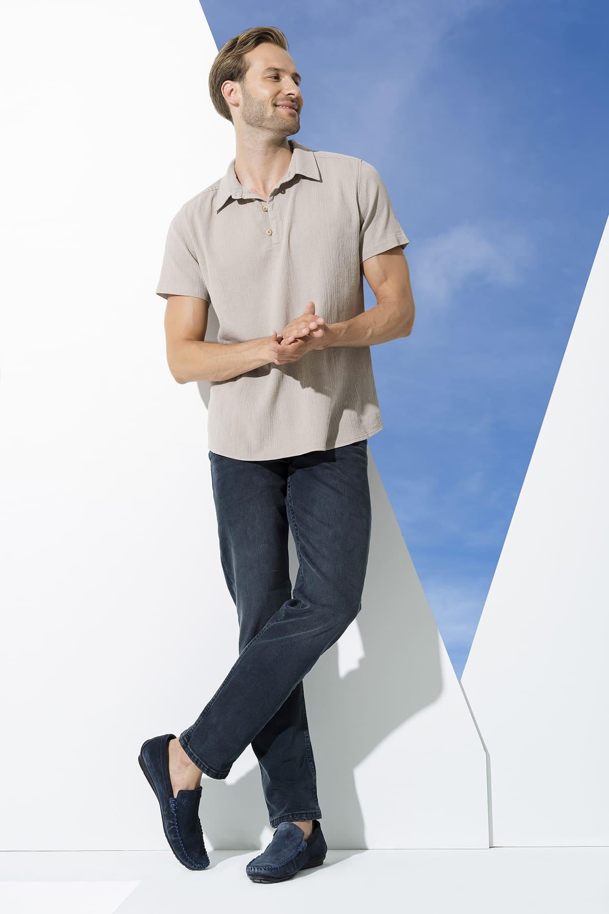 Organik 3 Düğmeli Kısakol Taş Gömlek For You Man Organik 3 Düğmeli Kısakol Taş Gömlek