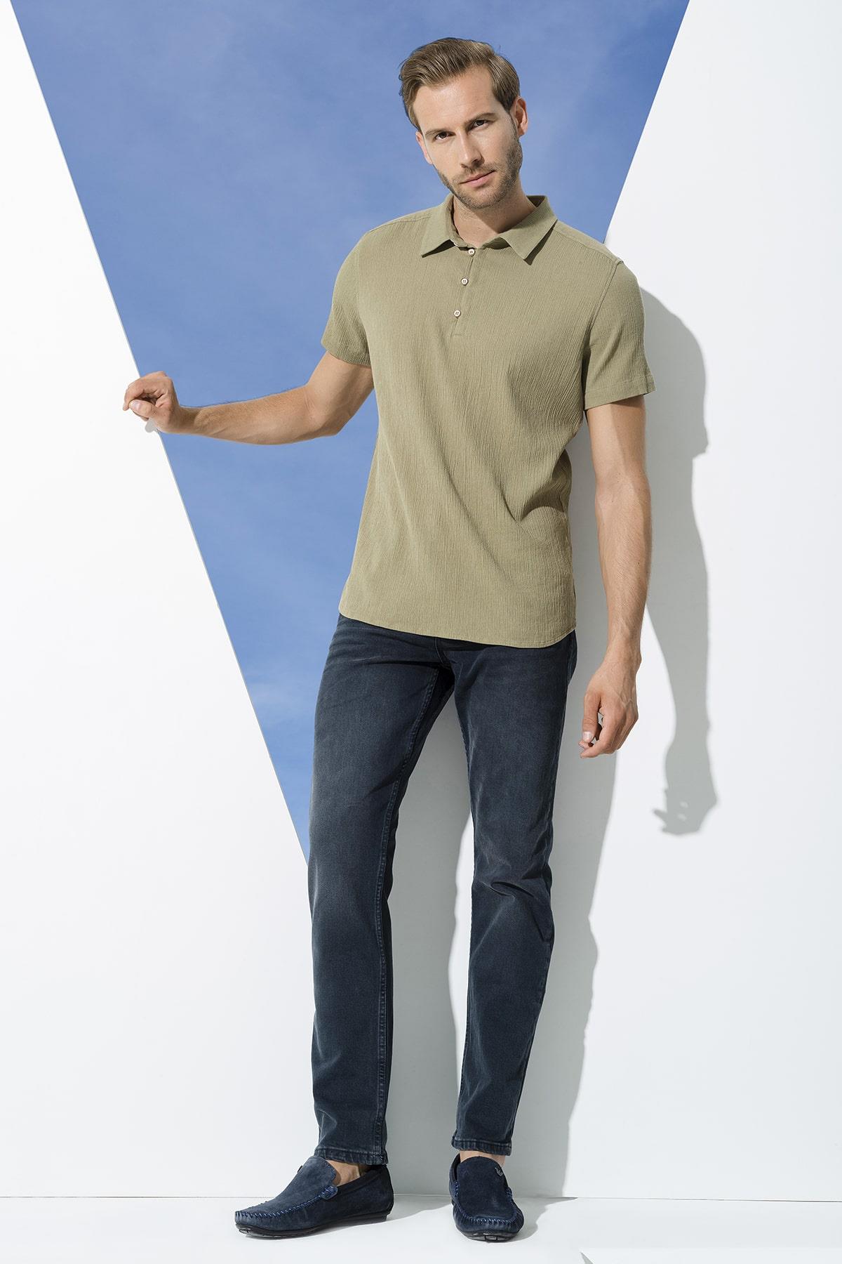 Organik 3 Düğmeli Kısakol Haki Gömlek For You Man Organik 3 Düğmeli Kısakol Haki Gömlek