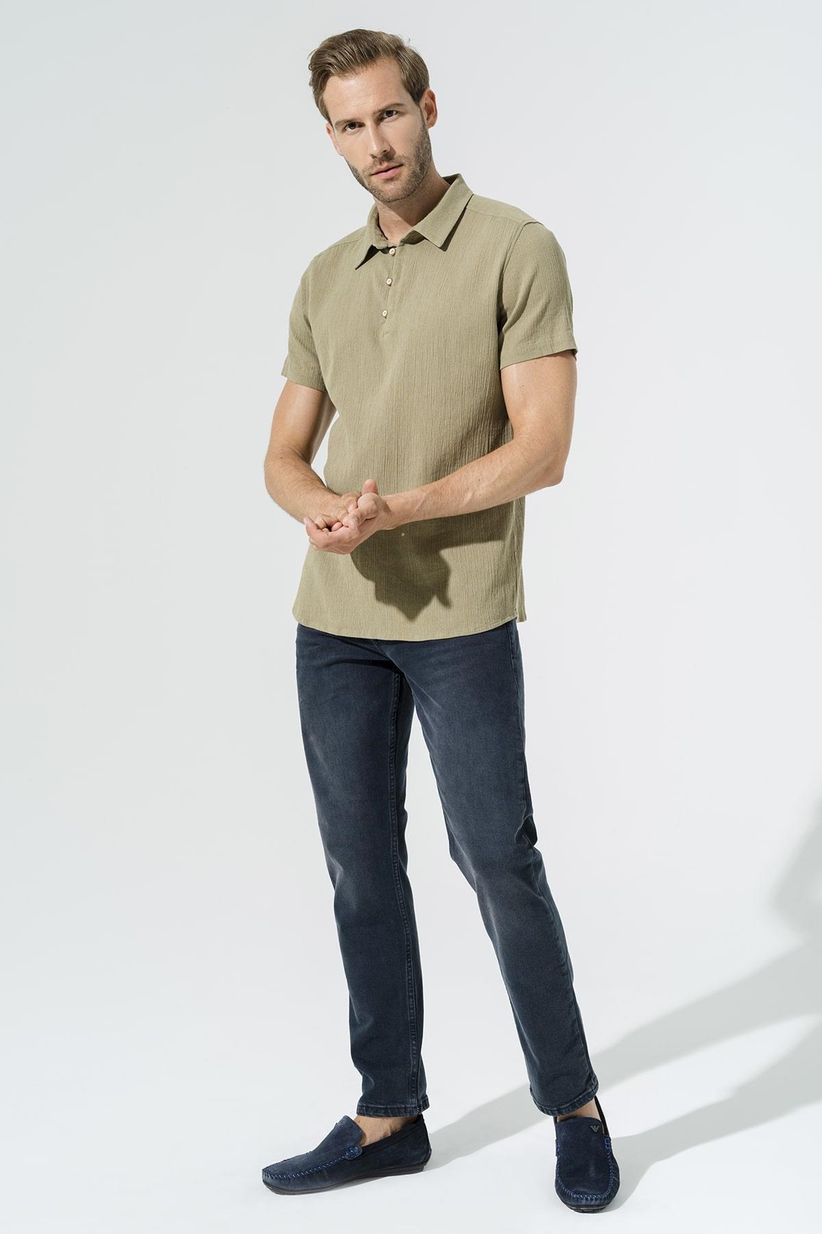 Organik 3 Düğmeli Kısakol Haki Gömlek For You Man Organik 3 Düğmeli Kısakol Haki Gömlek