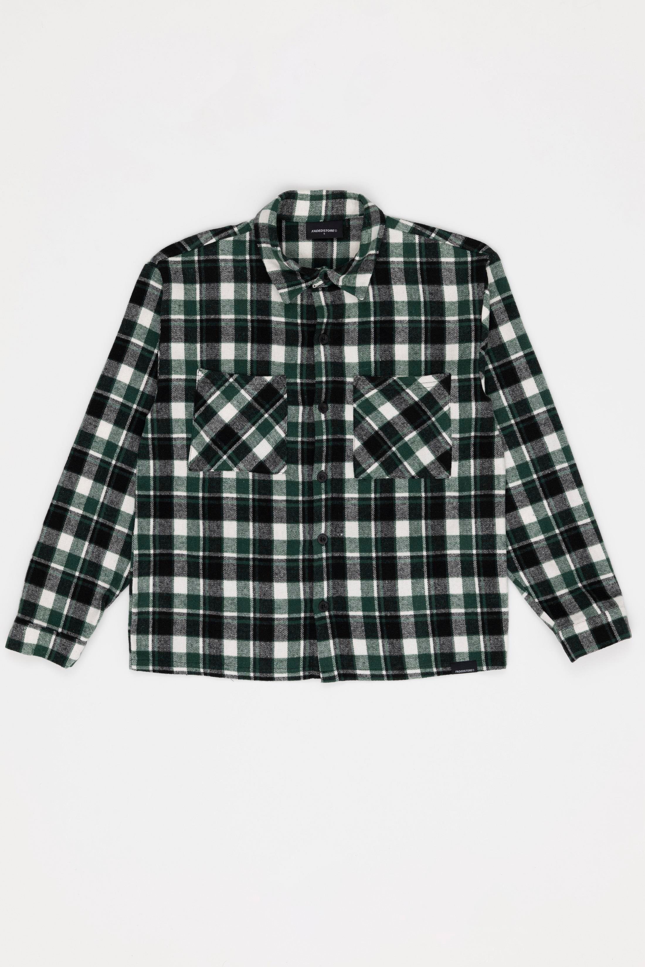 For You Man Ekoseli Çift Cep Yeşil Oduncu Gömlek For You Man Oversize Ekoseli Çift Cep Yeşil Oduncu Gömlek