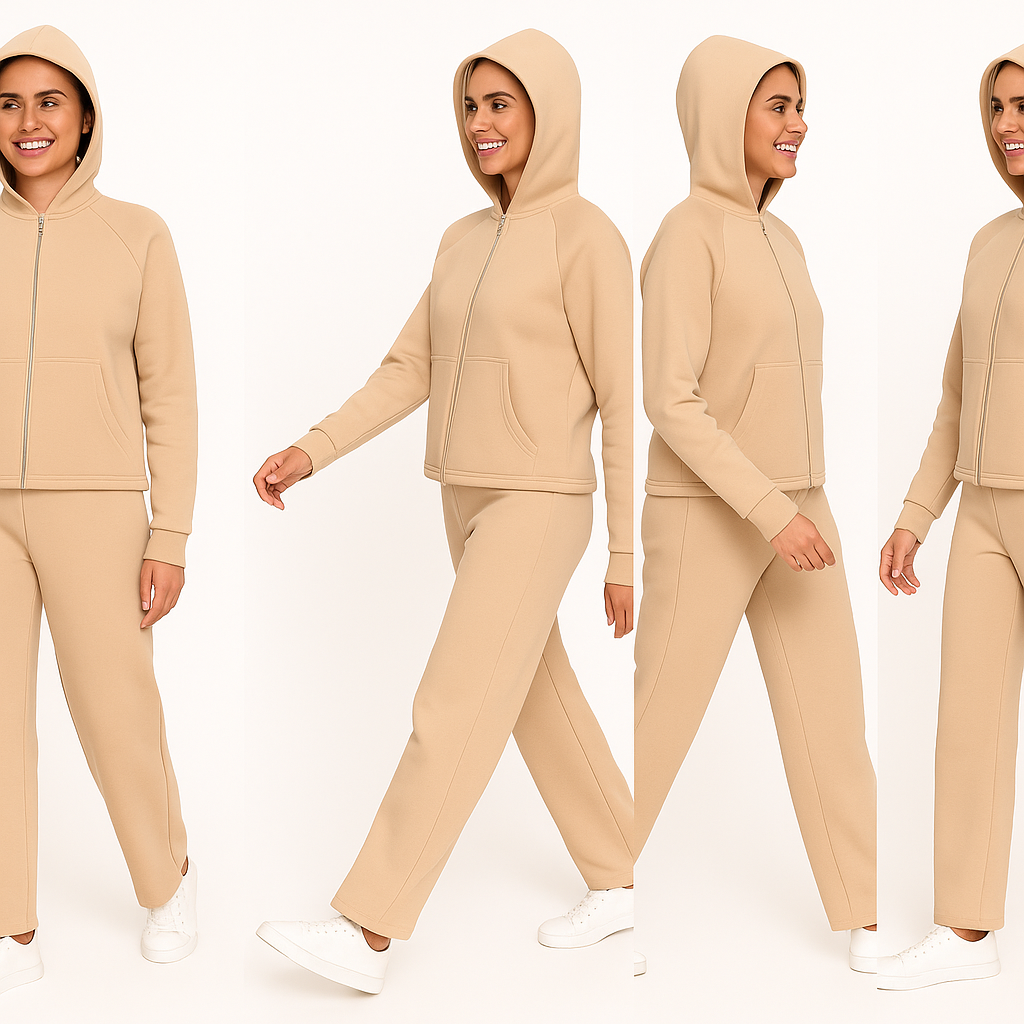 For You Moda 3 İplik Şardonlu Kapişonlu Kadın Eşofman Takımı | Bej For You Moda 3 İplik Şardonlu Kapişonlu Kadın Eşofman Takımı | Bej