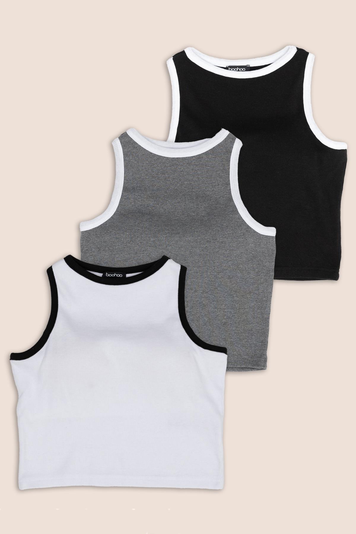 For You Moda 3'lü Siyah Beyaz Antrasit Pedli Kaskorse Atlet For You Moda 3'lü Siyah Beyaz Antrasit Pedli Kaskorse Atlet