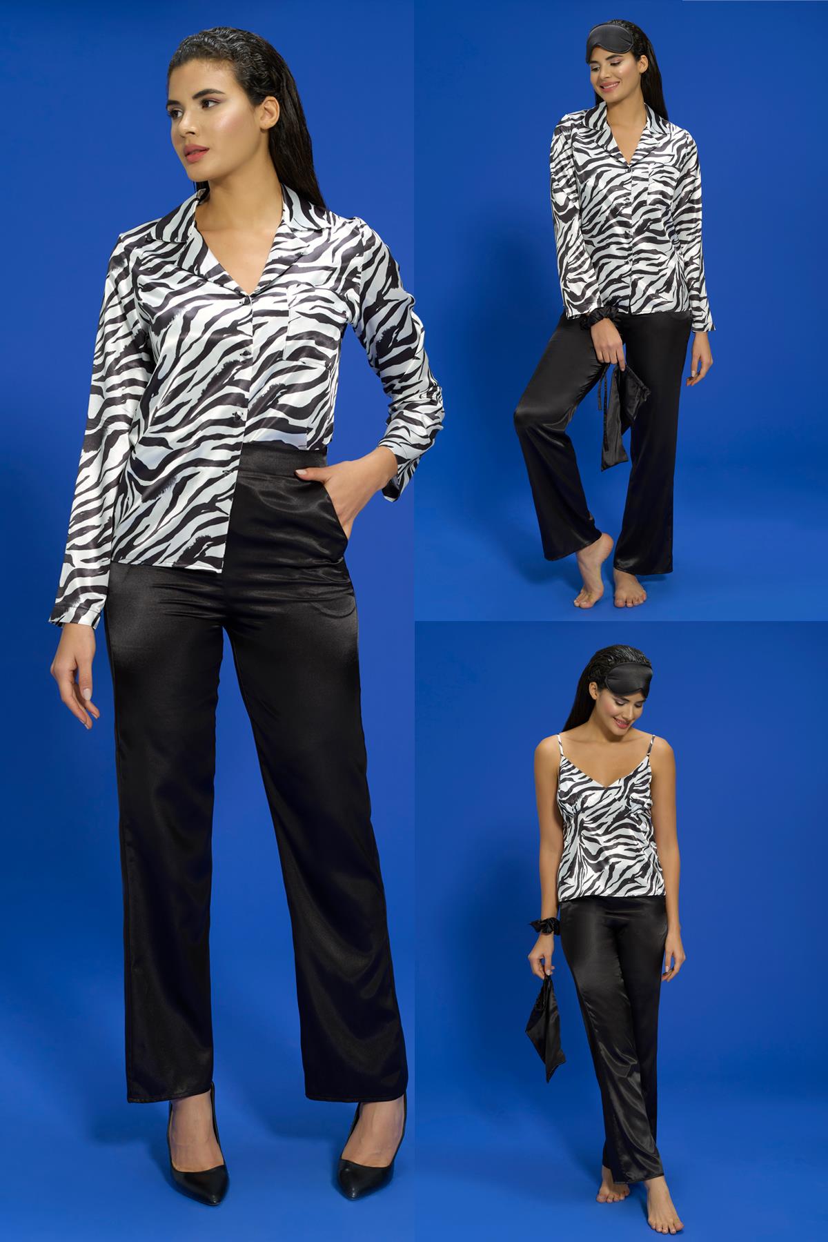 For You Moda 6 lı Zebra Hem İçerde Hem Dışarıda Siyah Pijama Takım  For You Moda ForYou Moda 6 lı Zebra Hem İçerde Hem Dışarıda Siyah Pijama Takımı