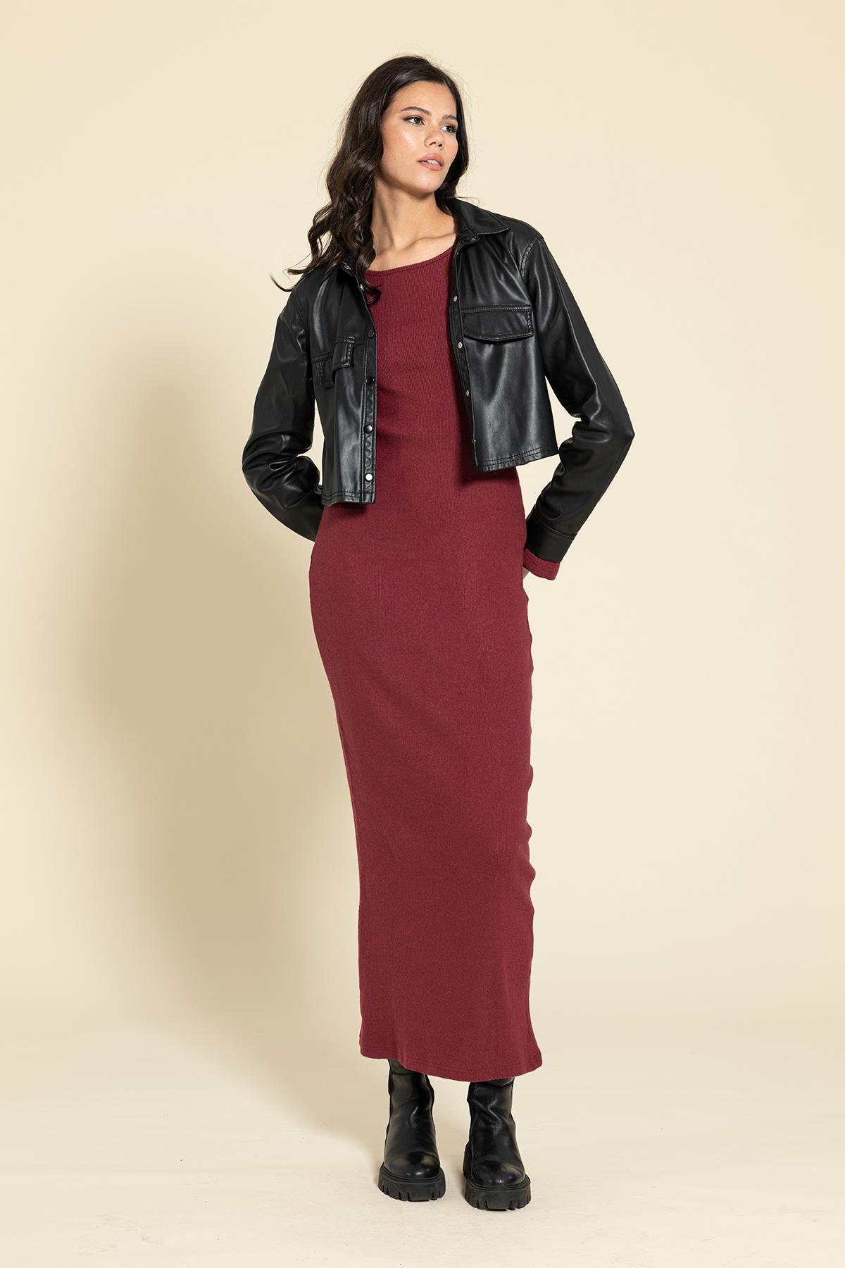 For You Moda Sırt Dekolteli Uzun Bordo Elbise For You Moda Sırt Dekolteli Uzun Bordo Elbise