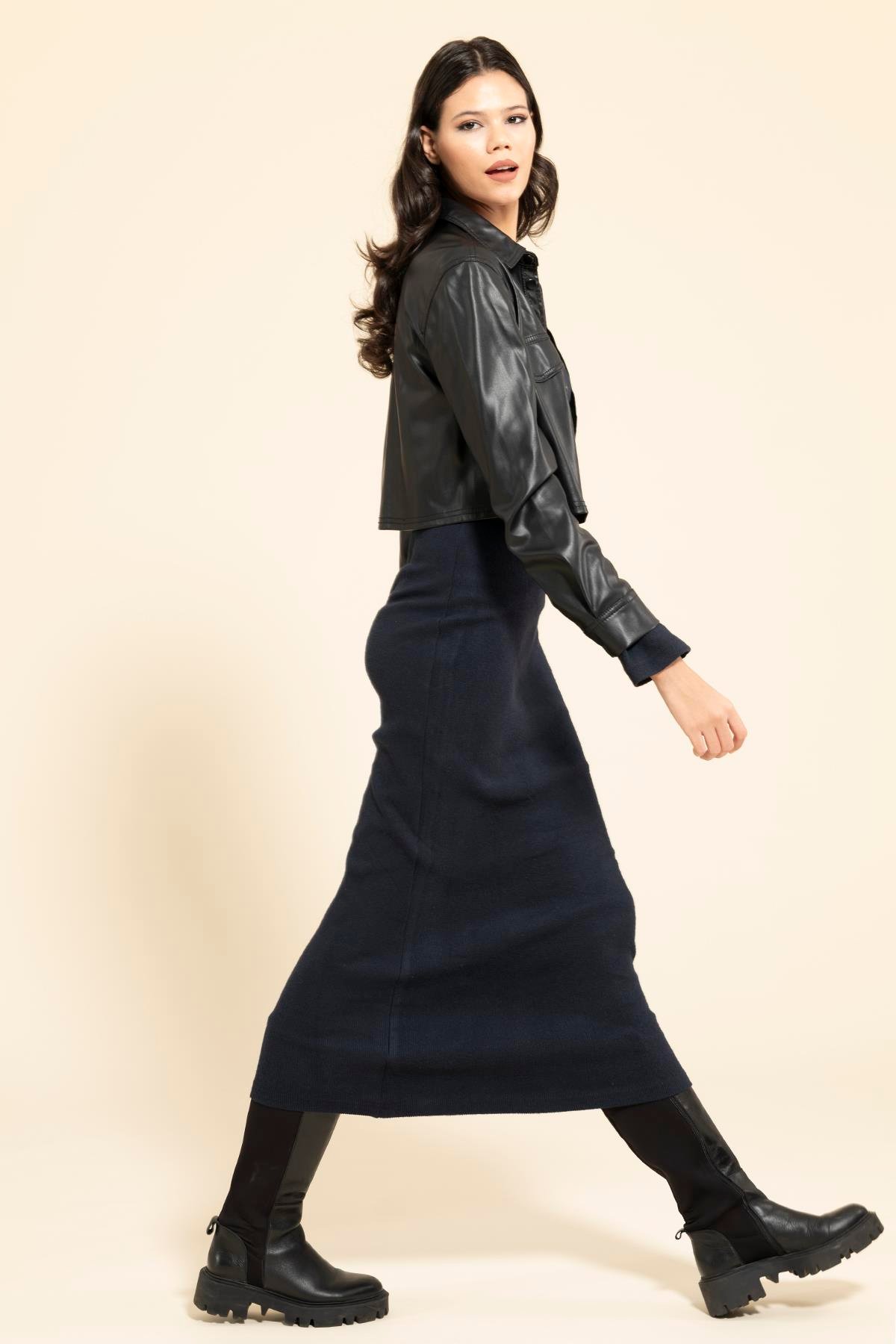 For You Moda Tek Omuz Asimetrik Lacivert Elbise For You Moda Tek Omuz Asimetrik Lacivert Elbise