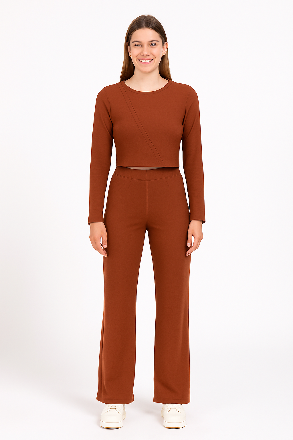 For You Moda'da Kahverengi Renkli Waffle Kumaş Uzun Alt Üst Takımı %100 Doğal Pamuk Kumaştan üretilmiştir. Şıklığı ve rahatlığı bir arada sunan bu takım ile tarzınızı konuşturun! For You Moda Waffle Kumaş Uzun Alt Üst Takım – Kahverengi | %100 Pamuk Doğal Kumaş