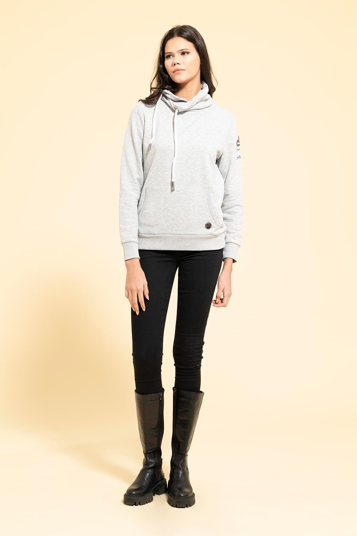 For You Moda Yaka Kordon Detaylı Kanguru Cep Gri Sweatshirt For You Moda Yaka Kordon Detaylı Kanguru Cep Gri Sweatshirt