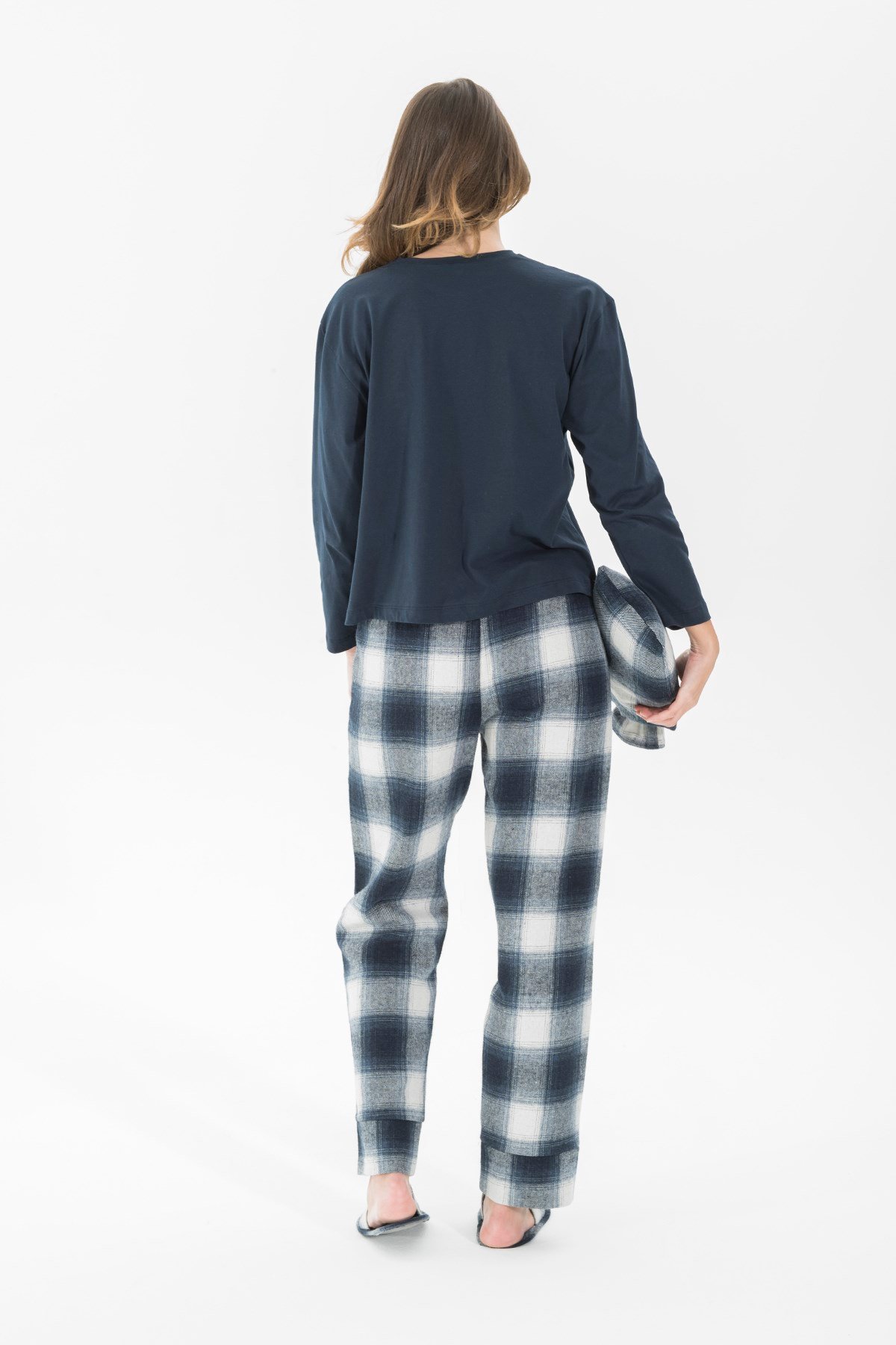 For You Moda Kadın 5 li Terlikli Gri Siyah Pijama Takımı