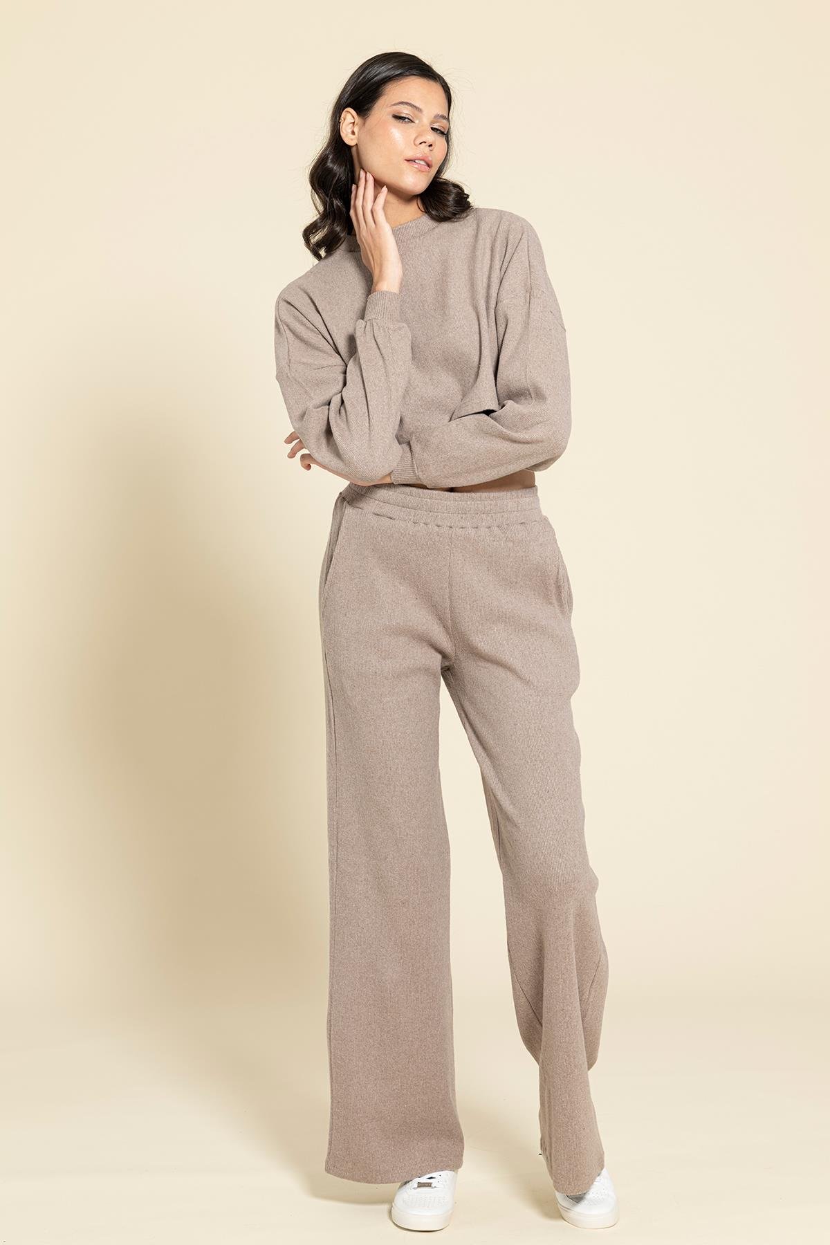 Crop Cepli Kahve Pantolon Takım  For You Woman Crop Cepli Kahve Pantolon Takım 
