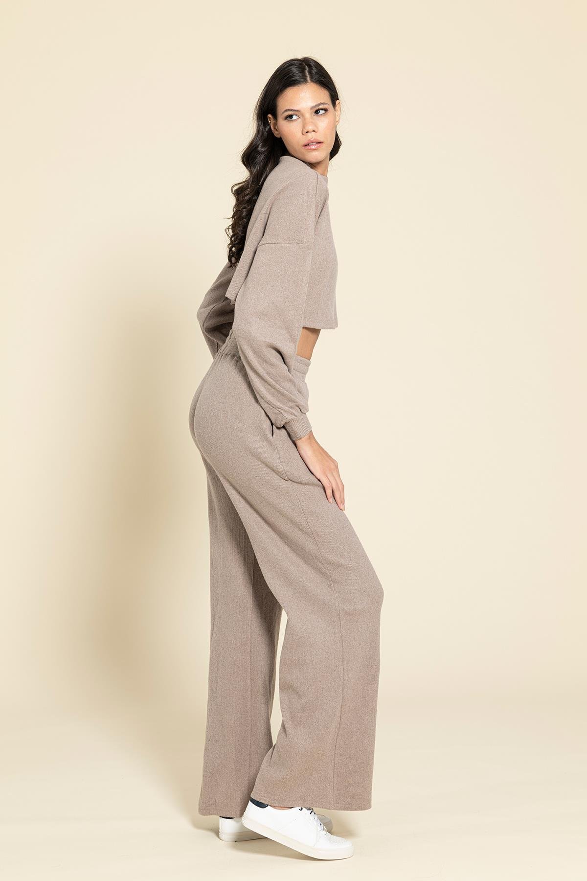 Crop Cepli Kahve Pantolon Takım  For You Woman Crop Cepli Kahve Pantolon Takım 