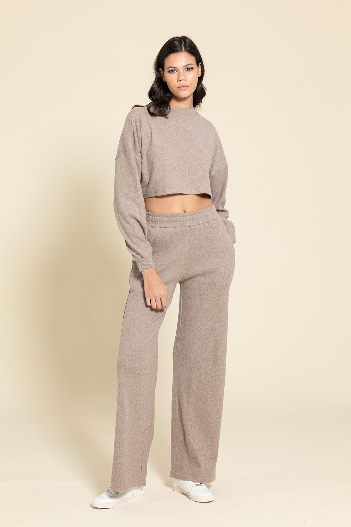 Crop Cepli Kahve Pantolon Takım  For You Woman Crop Cepli Kahve Pantolon Takım 