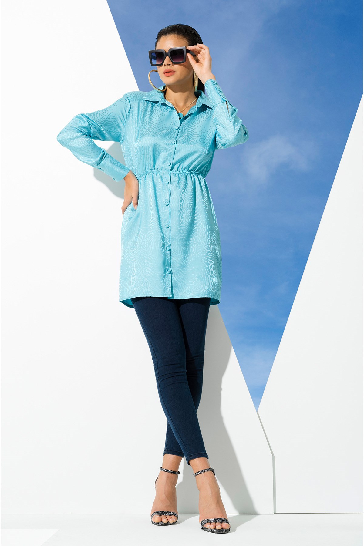 For You Loungewear/For You Moda For You Woman For You Woman Saten Jakarlı Vatkalı Yeşil Gömlek