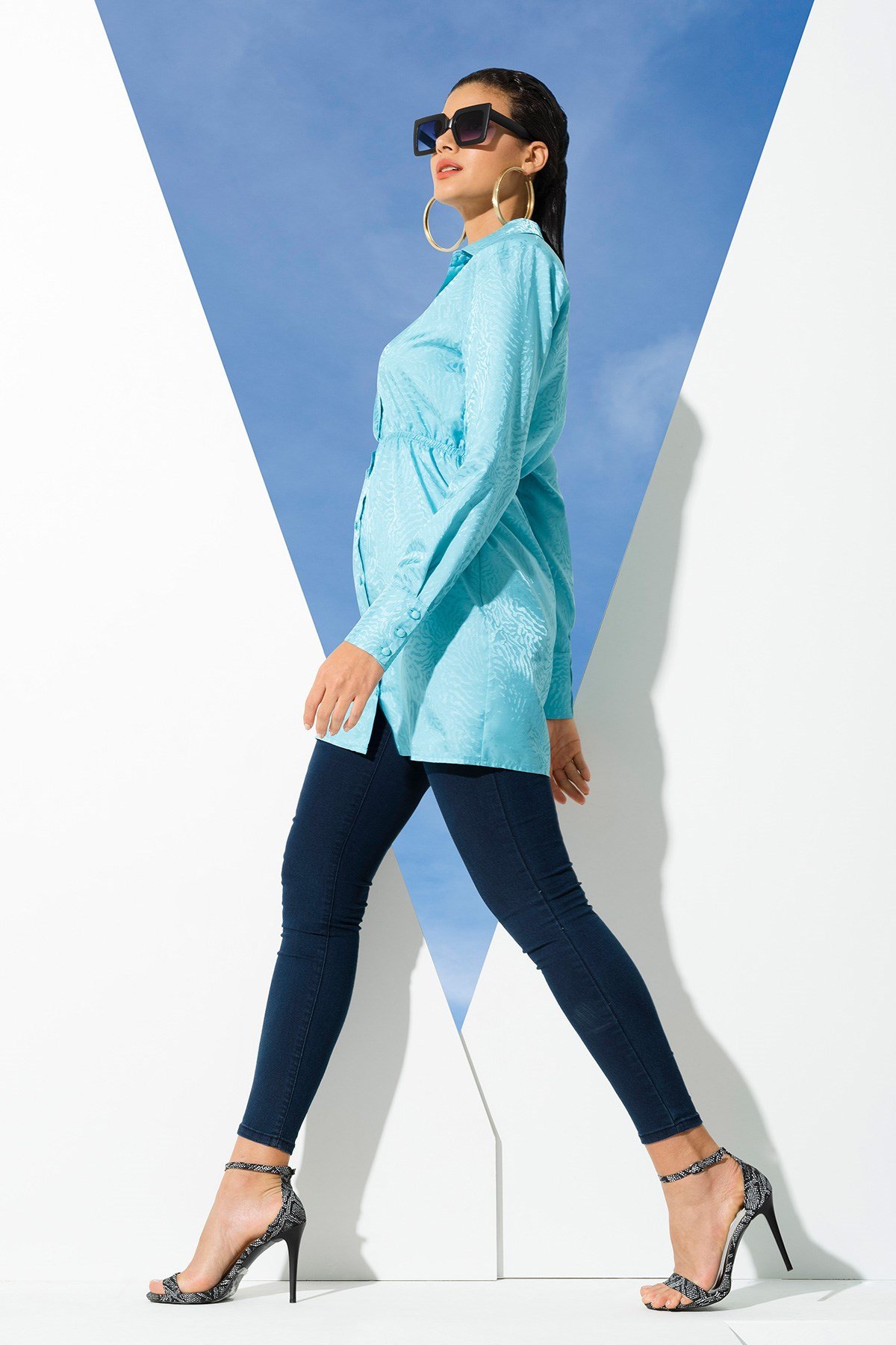 For You Loungewear/For You Moda For You Woman For You Woman Saten Jakarlı Vatkalı Yeşil Gömlek