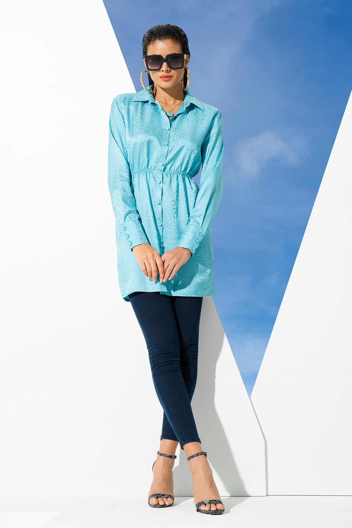 For You Loungewear/For You Moda For You Woman For You Woman Saten Jakarlı Vatkalı Yeşil Gömlek