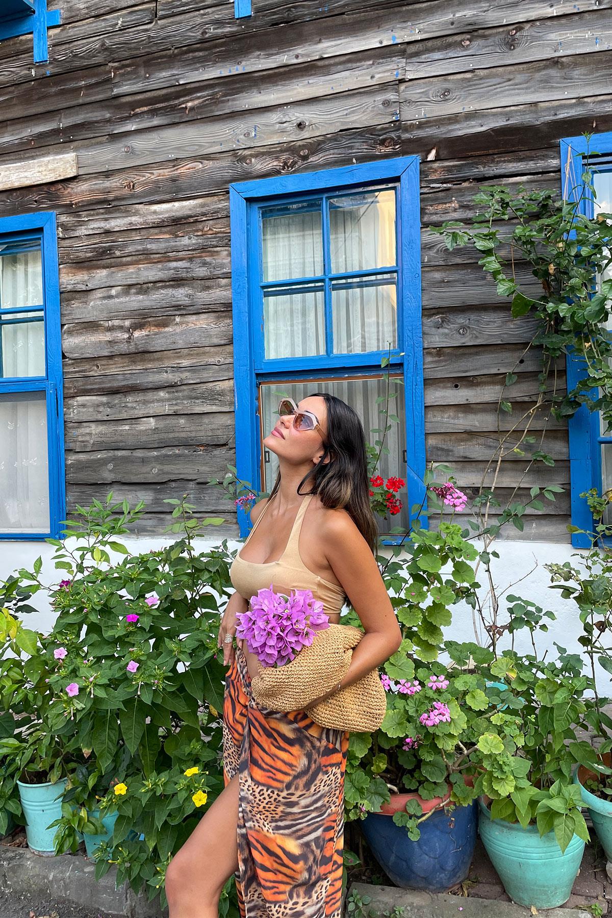 For You Woman Önden Bağlama Detaylı Şifon Leopar Siyah Eetek For You Woman Önden Bağlama Detaylı Şifon Leopar Etek