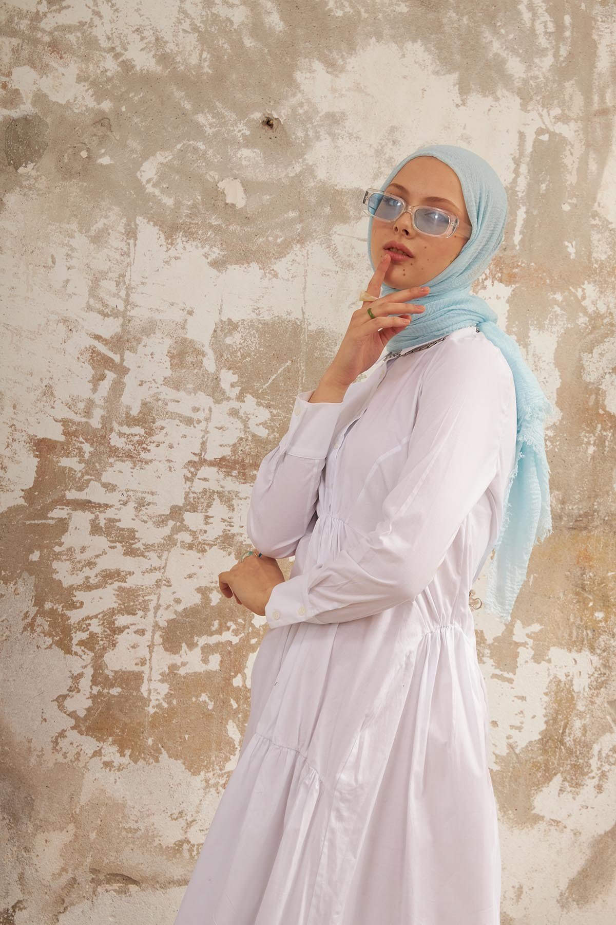 BÜRÜMCÜK ŞAL - AÇIK MAVİ