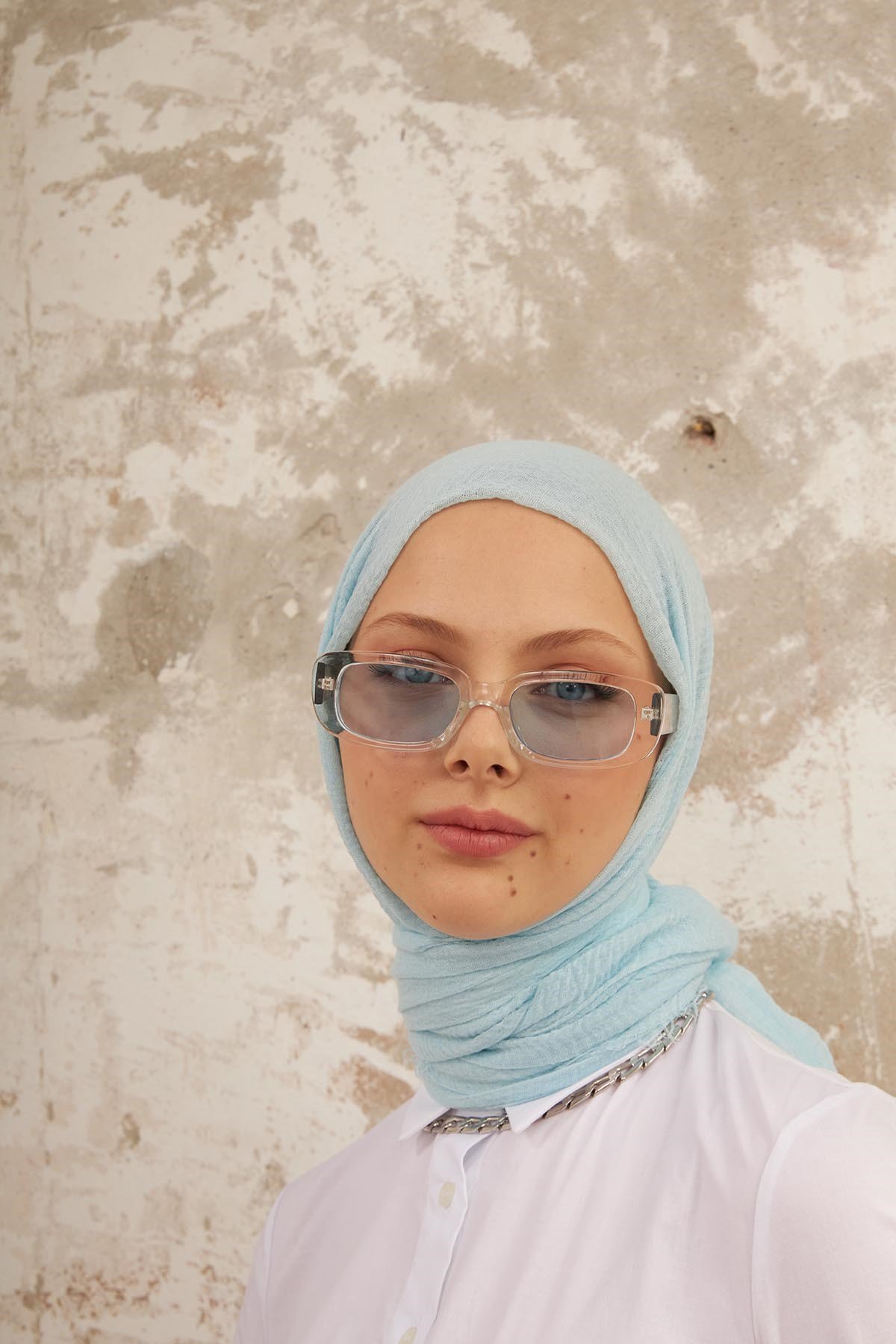 BÜRÜMCÜK ŞAL - AÇIK MAVİ