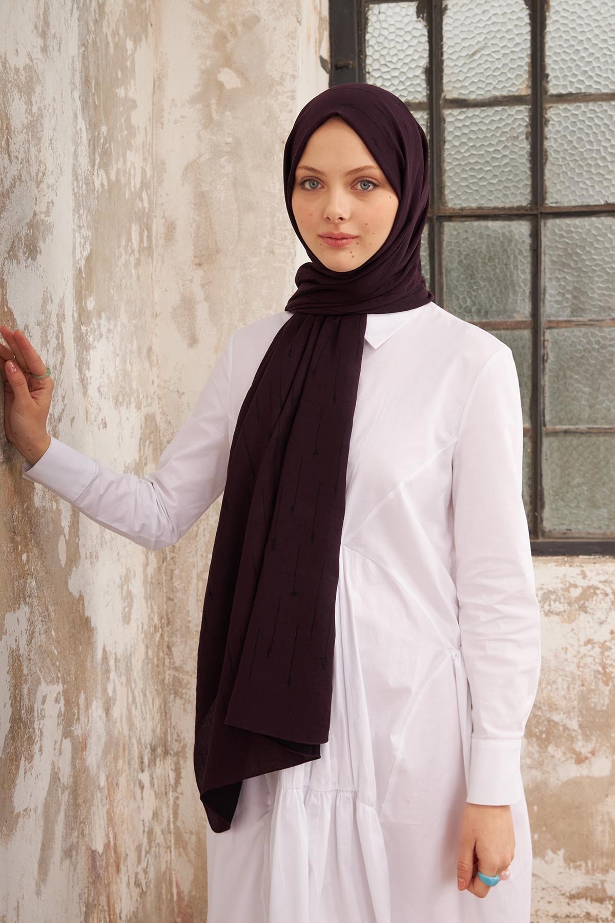 DESENLİ NATUREL KREP ŞAL - MÜRDÜM