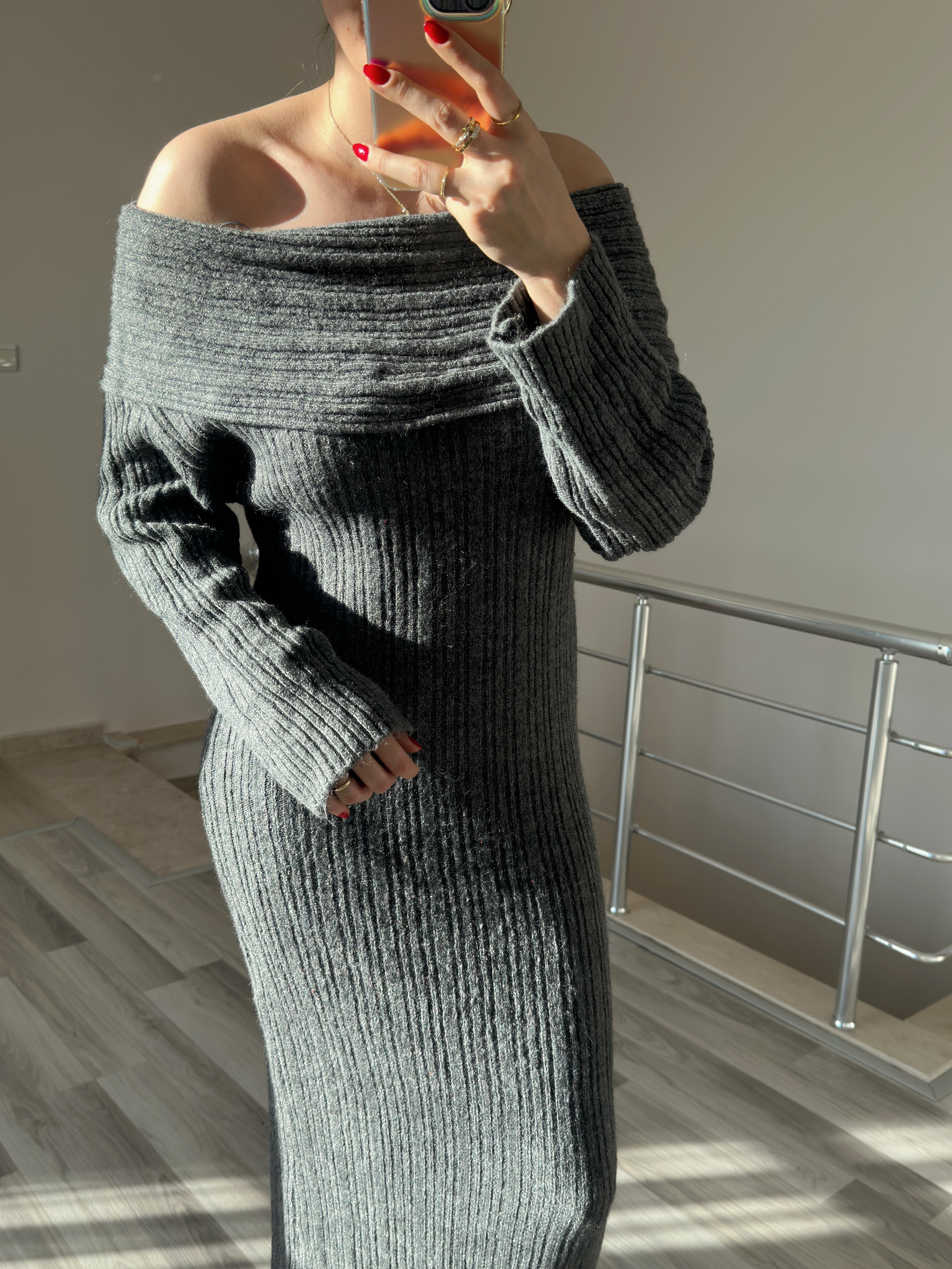 Antrasit Triko Elbise