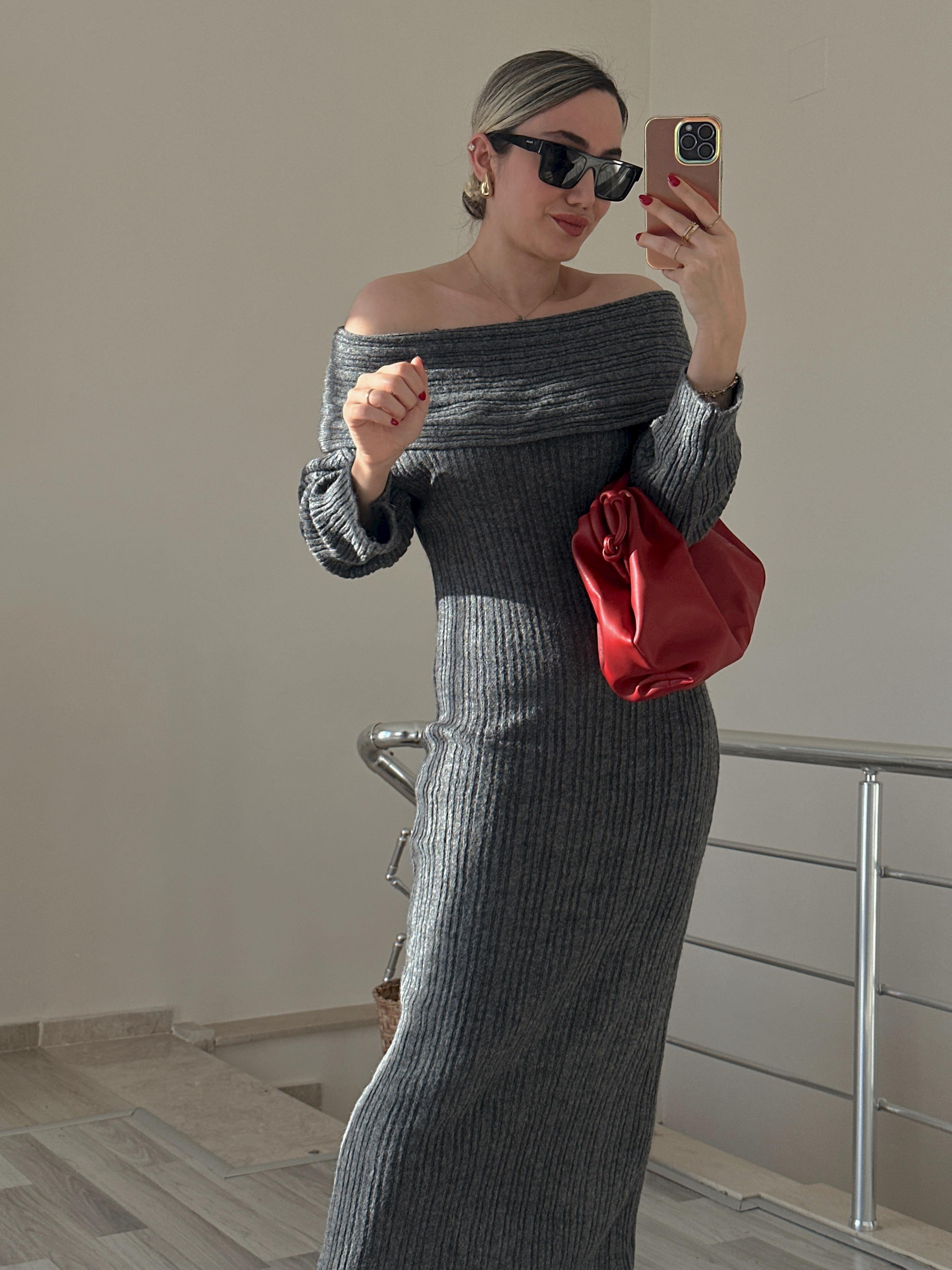 Antrasit Triko Elbise