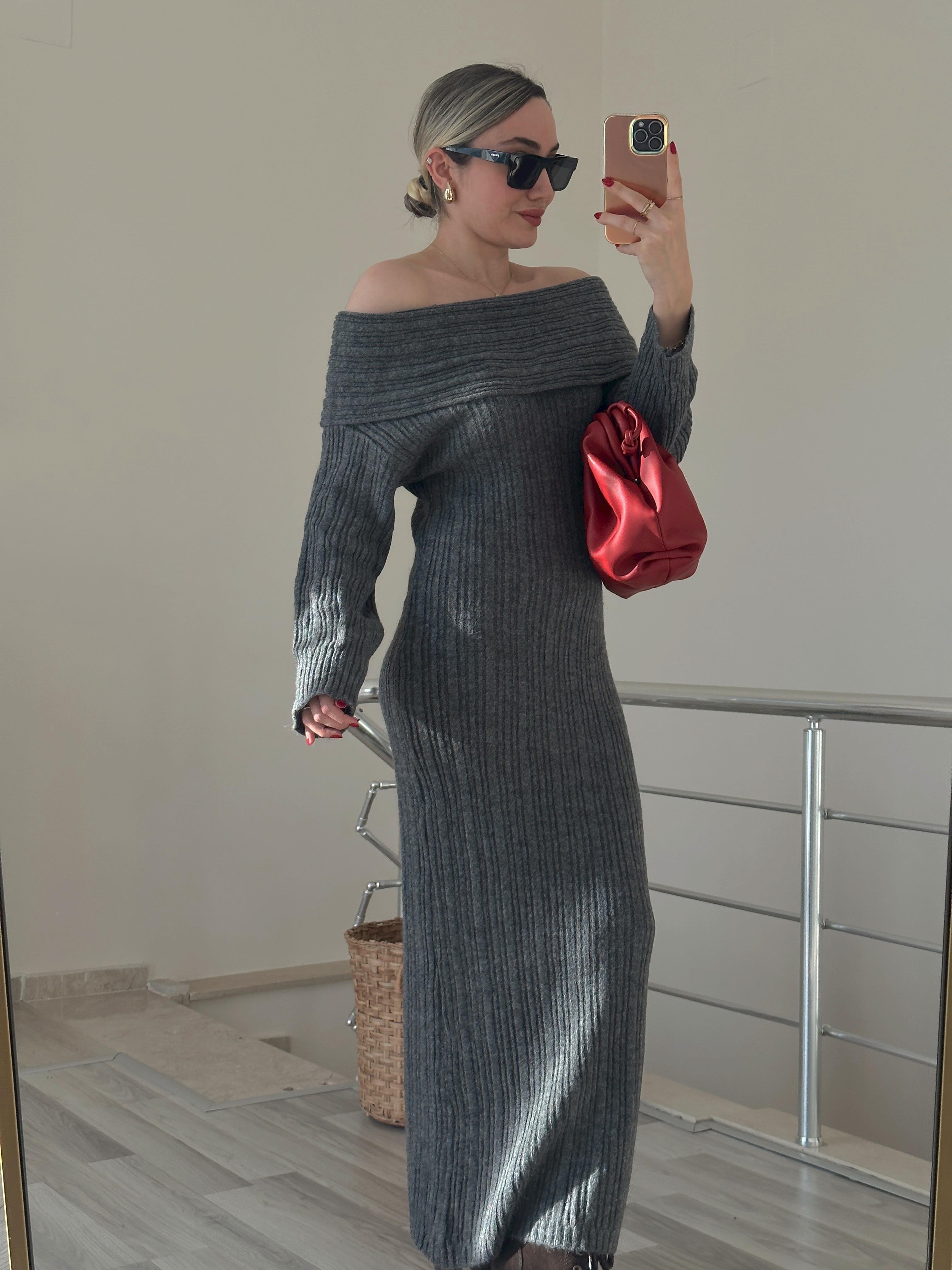 Antrasit Triko Elbise