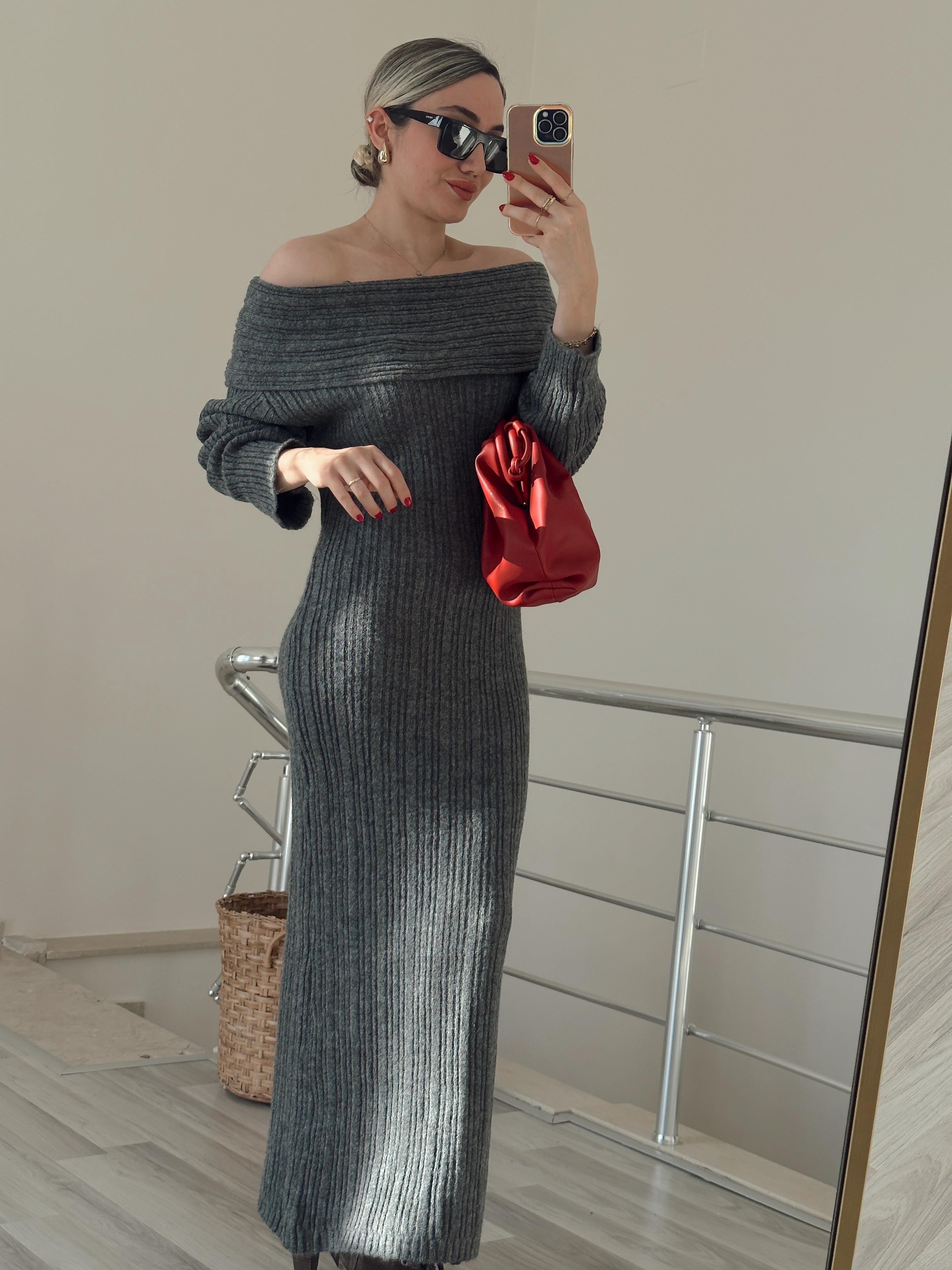 Antrasit Triko Elbise