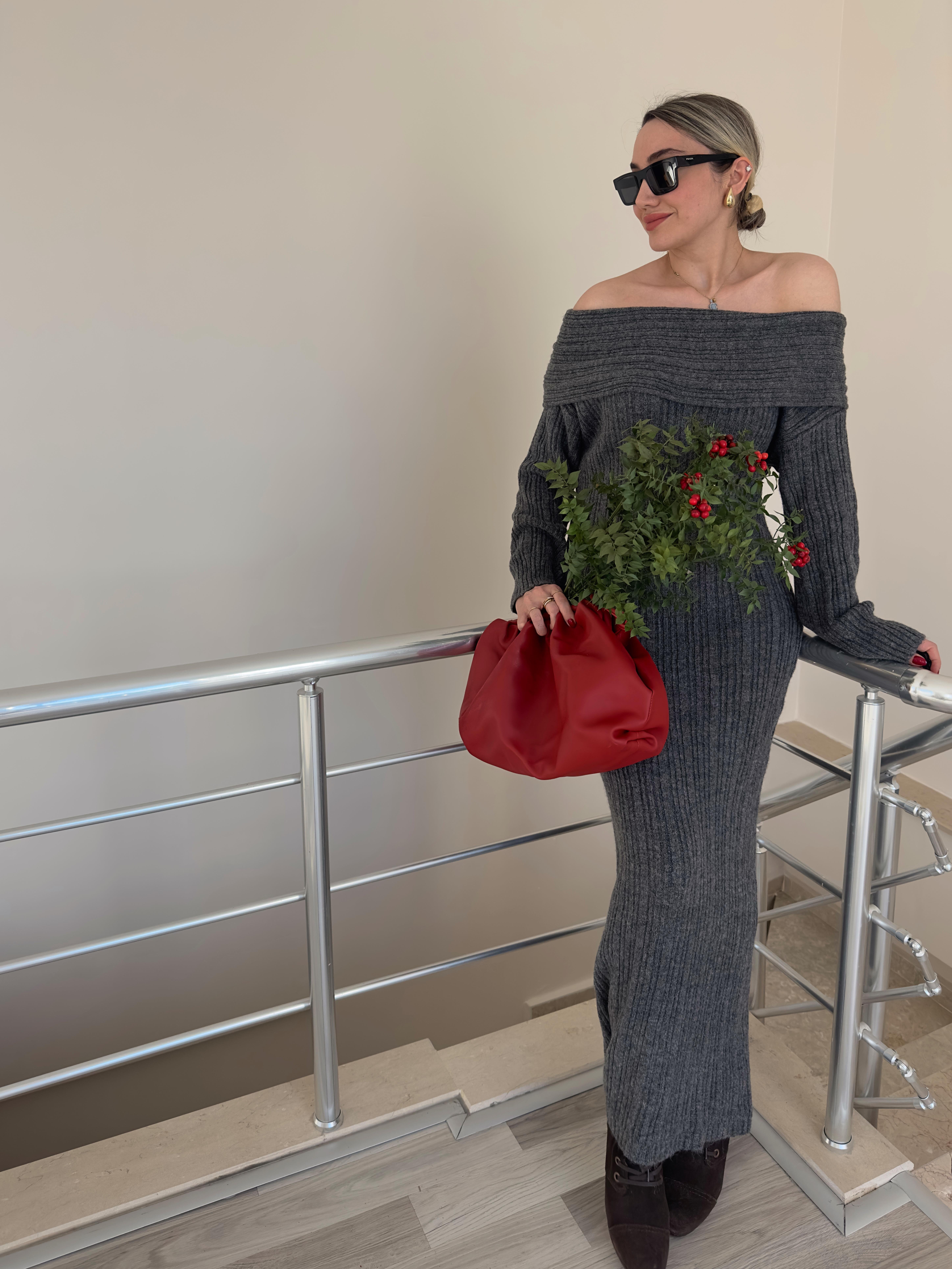 Antrasit Triko Elbise