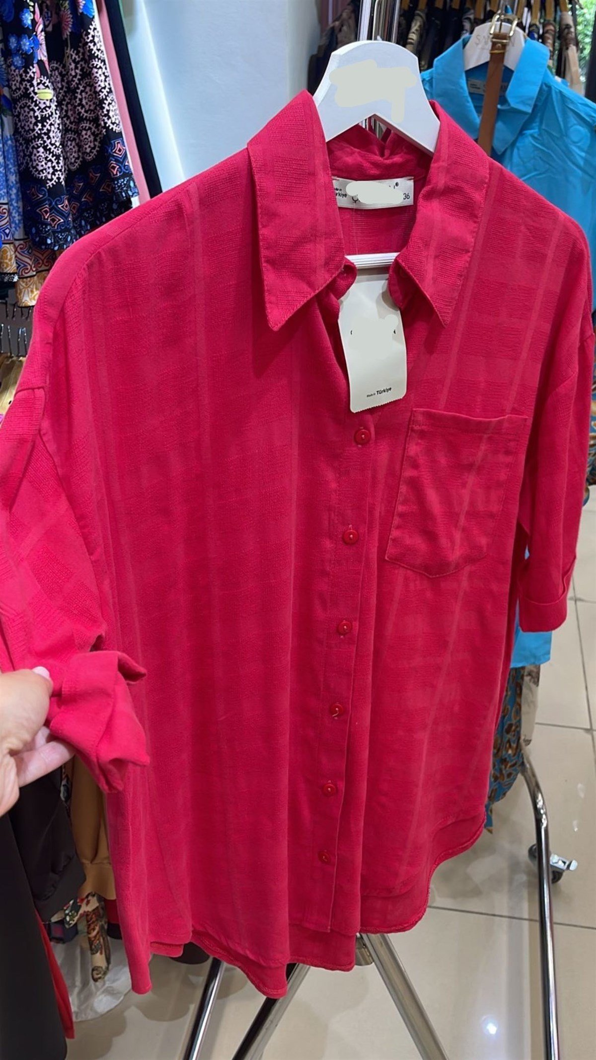 Fuşya Keten Gömlek
