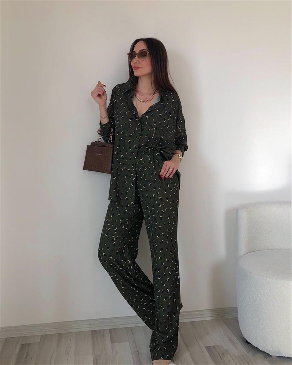 Haki Viskon Pantolon