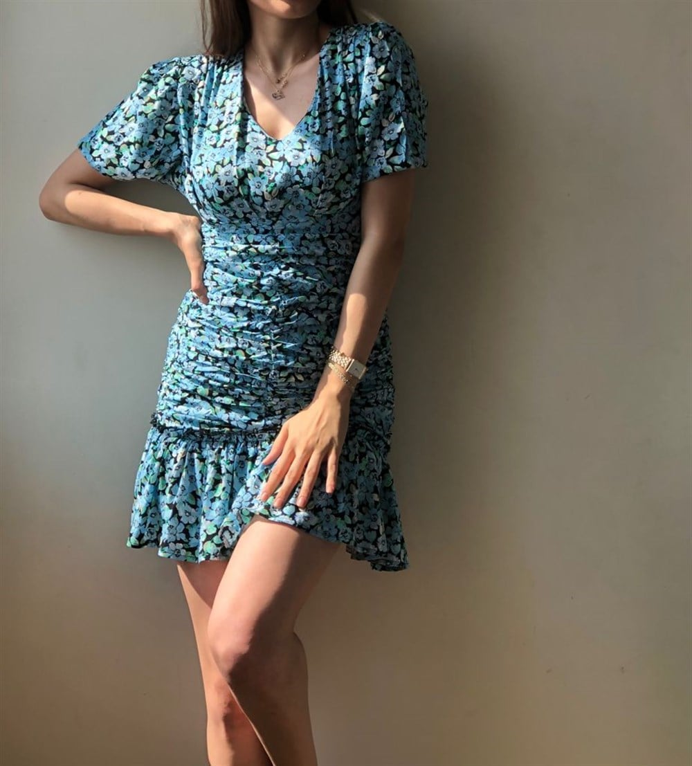 Mavi Viskon Mini Elbise